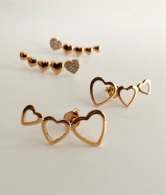 Lined hearts earrings
