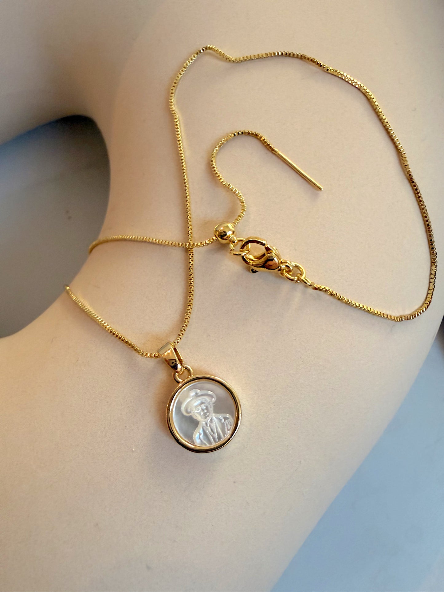 San Jose Gregorio Hernandez nacre mini pendant necklace