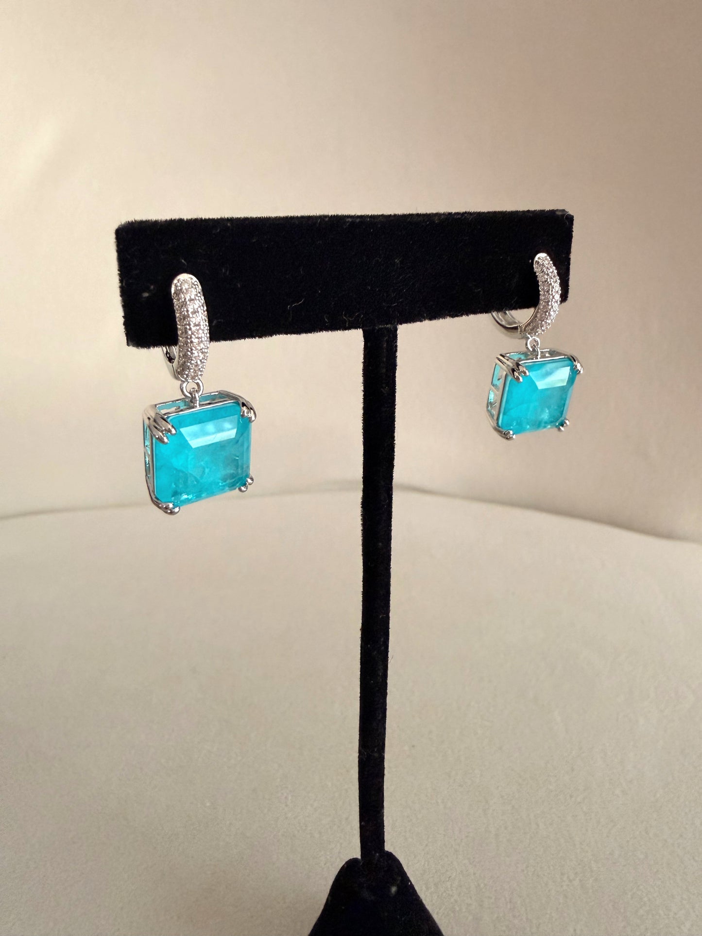 Paraiba Square Drop Earrings