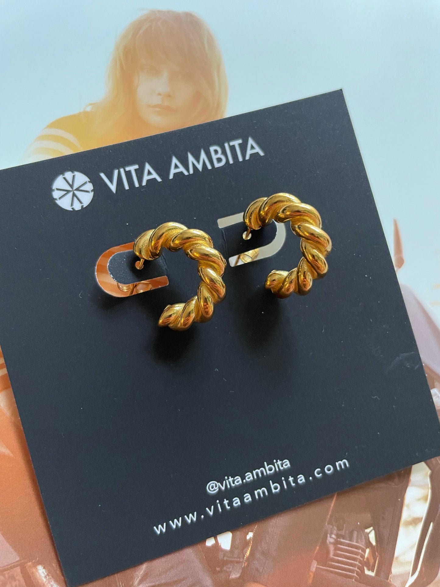 Stainless steel twisted hoops earrings