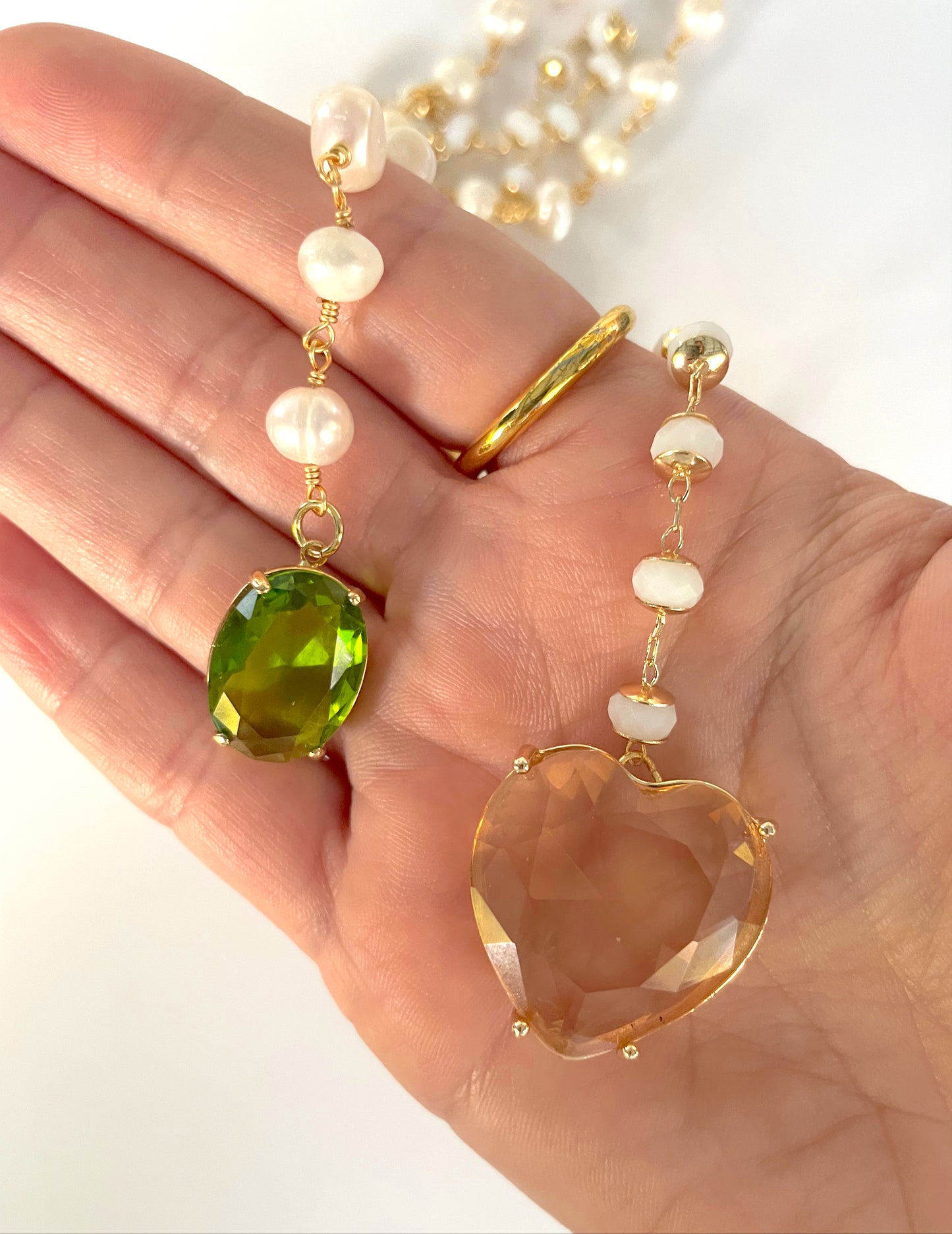 Stoned lariat necklace