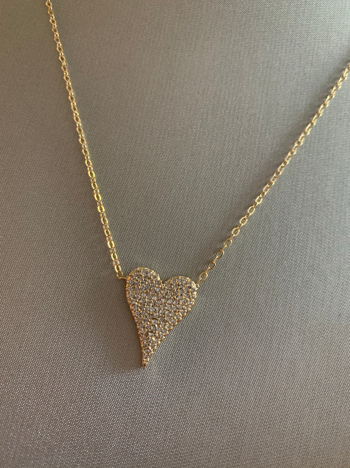 CZ Heart Shaped Pendant Necklace