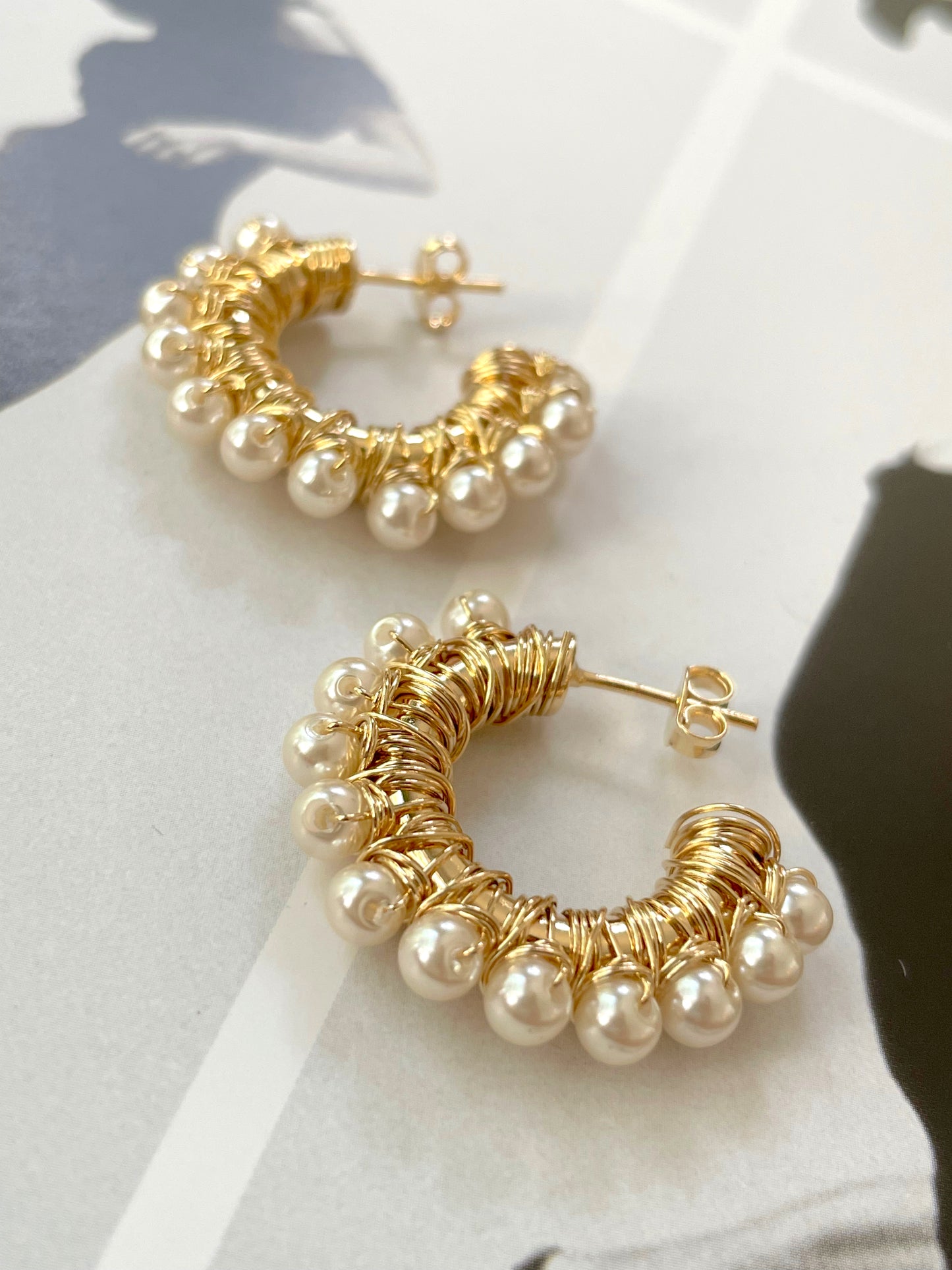 Pearled wrapped hoops