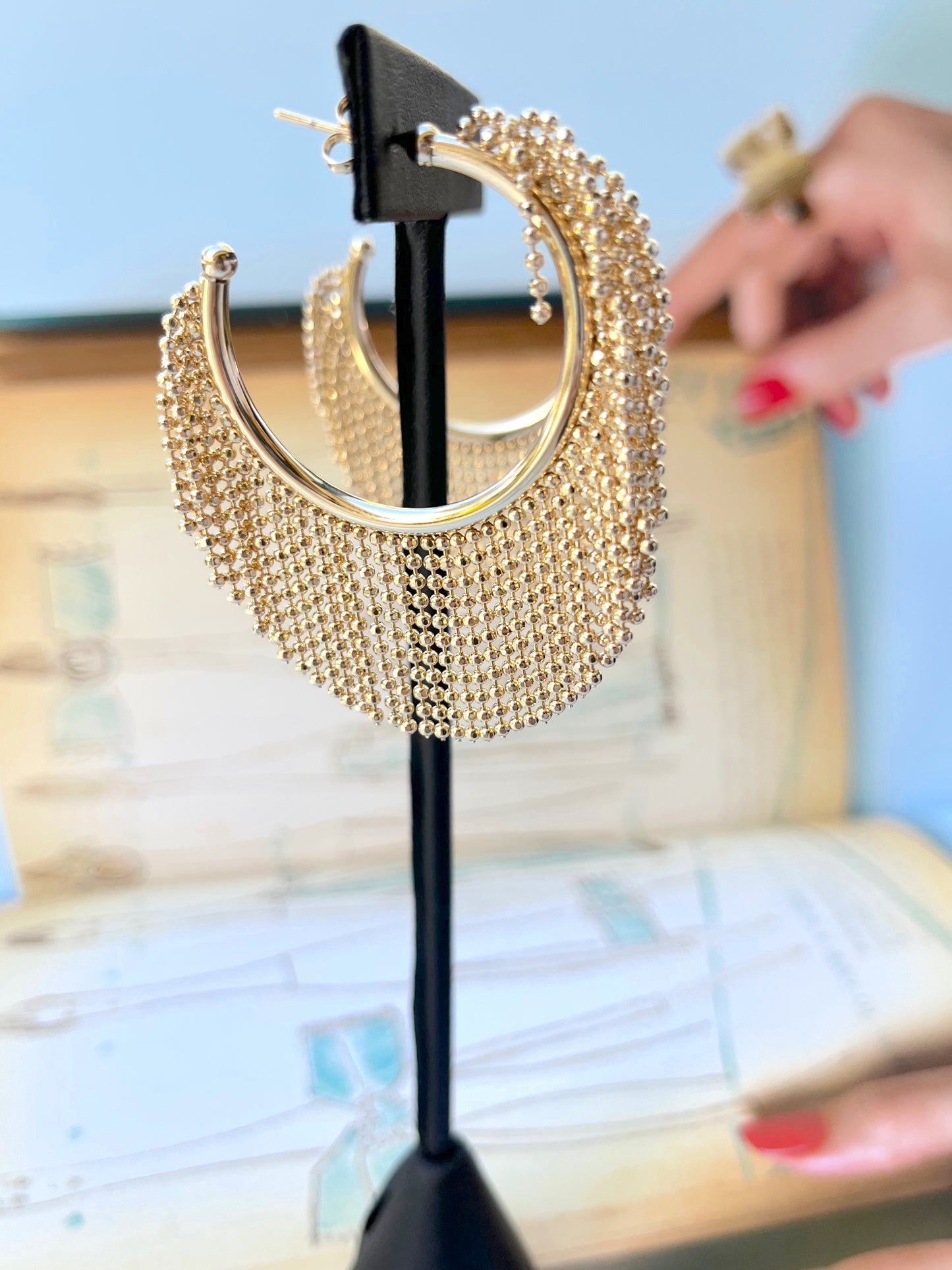 Pendientes de aro con borla completa