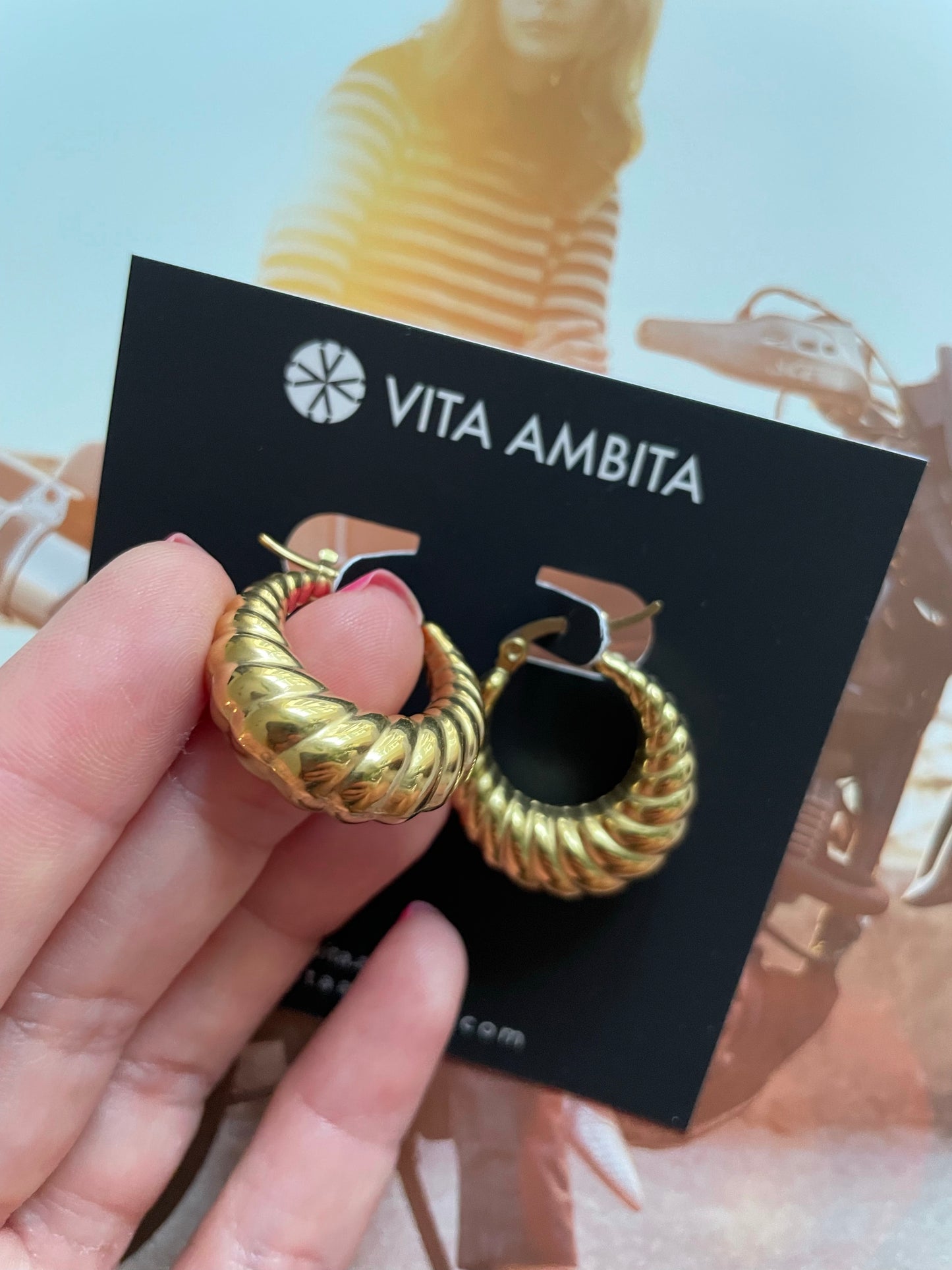 Stainless steel twisted hoops earrings