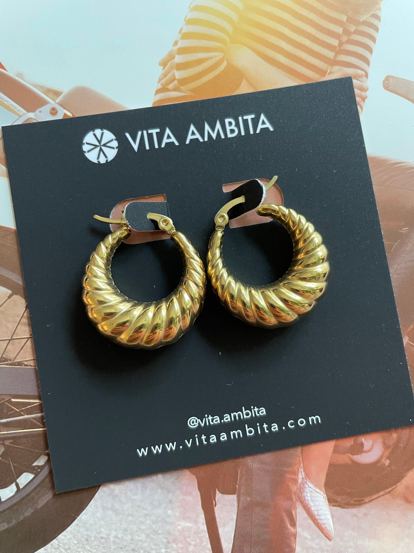 Stainless steel twisted hoops earrings