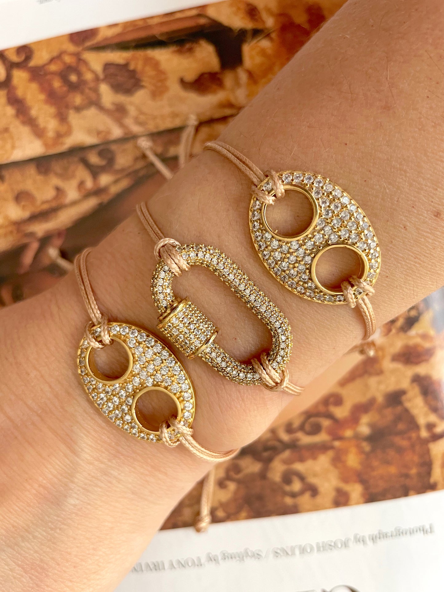 Zirconia charm adjustable bracelet