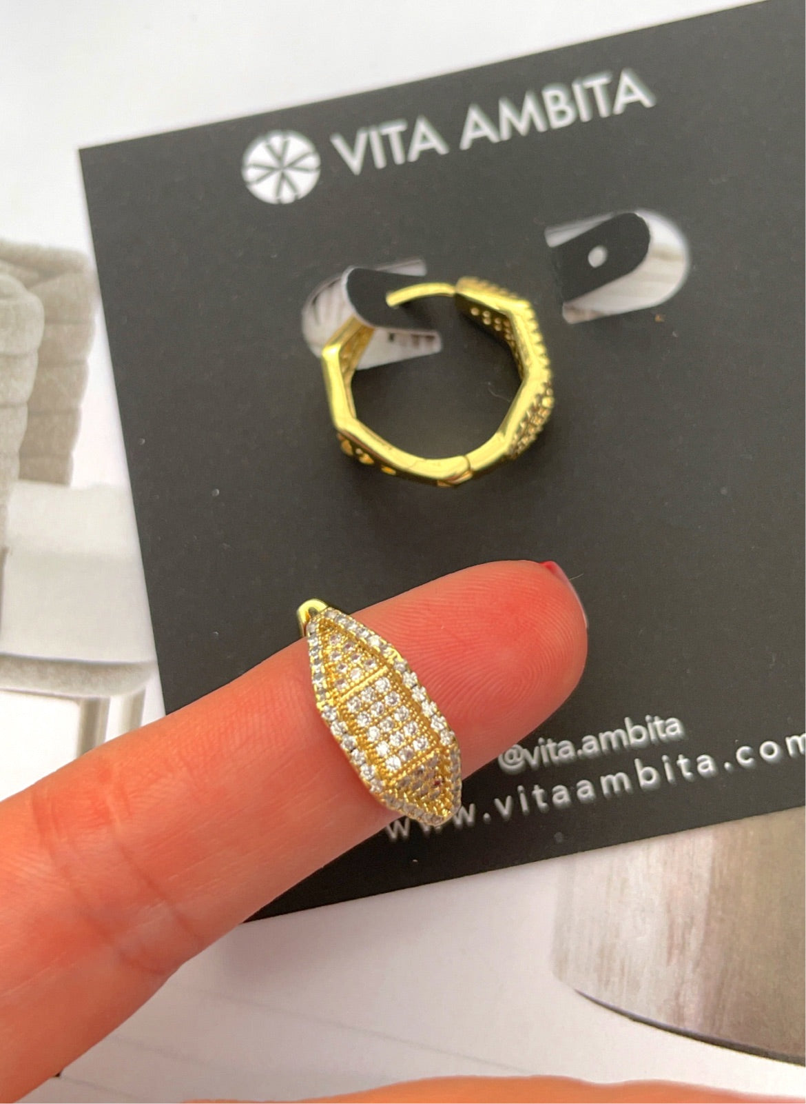 Geometric CZ gold plated hoops earrings