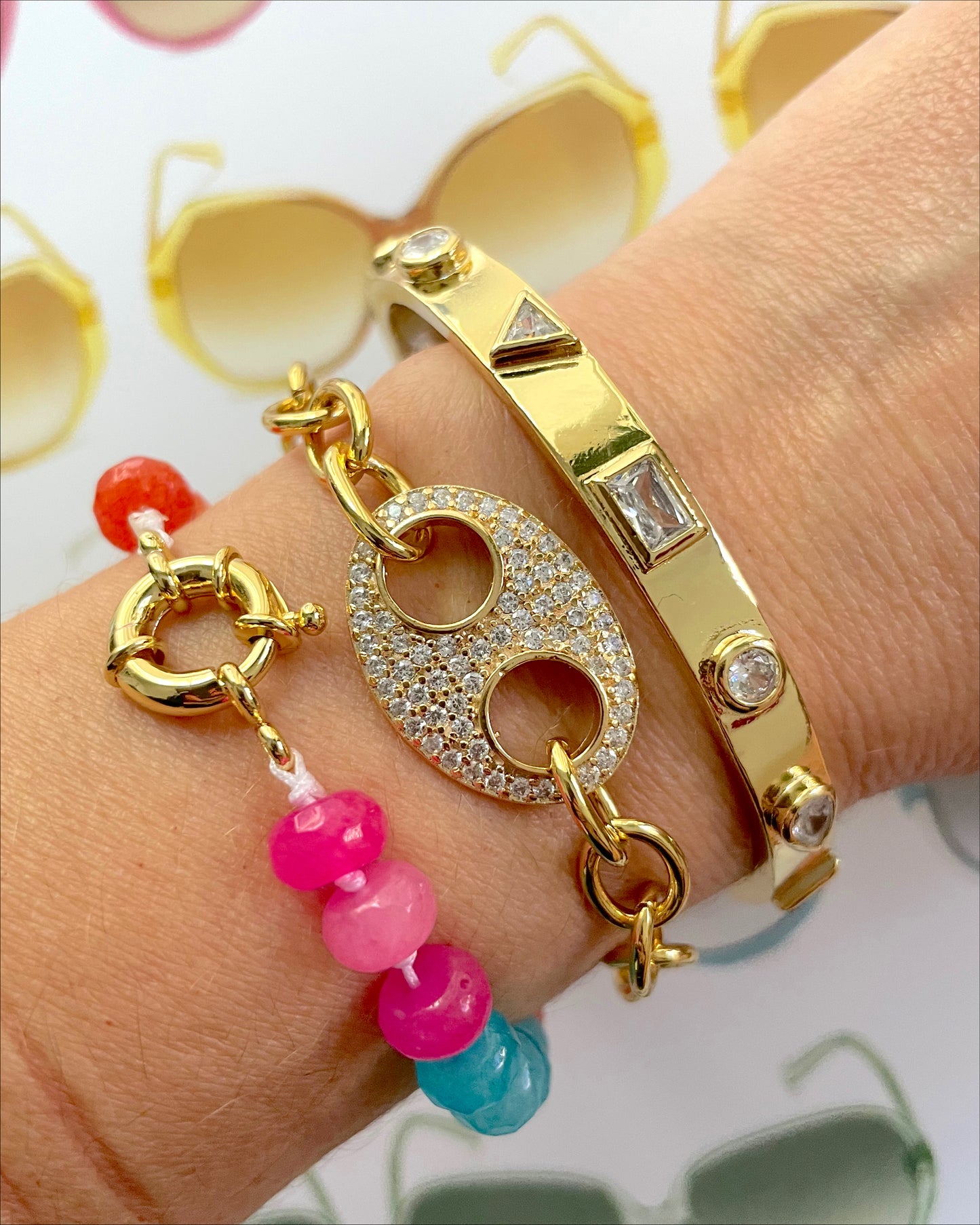 Zirconia charm adjustable bracelet