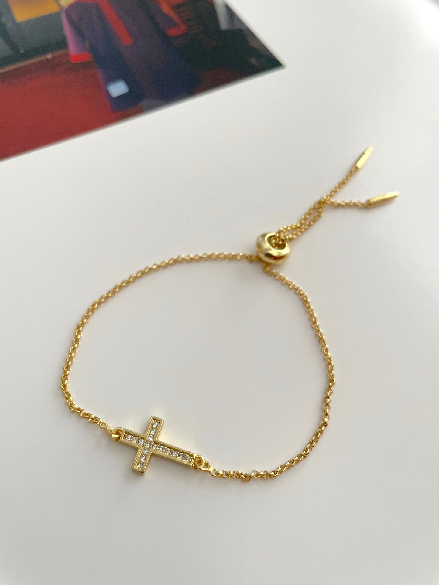 CZ Cross Adjustable bracelet