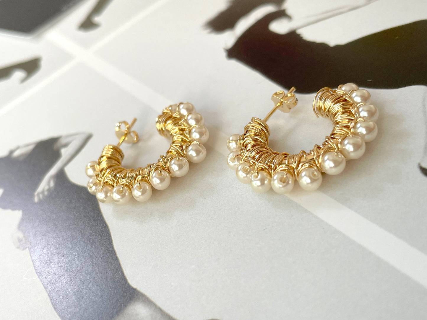 Pearled wrapped hoops