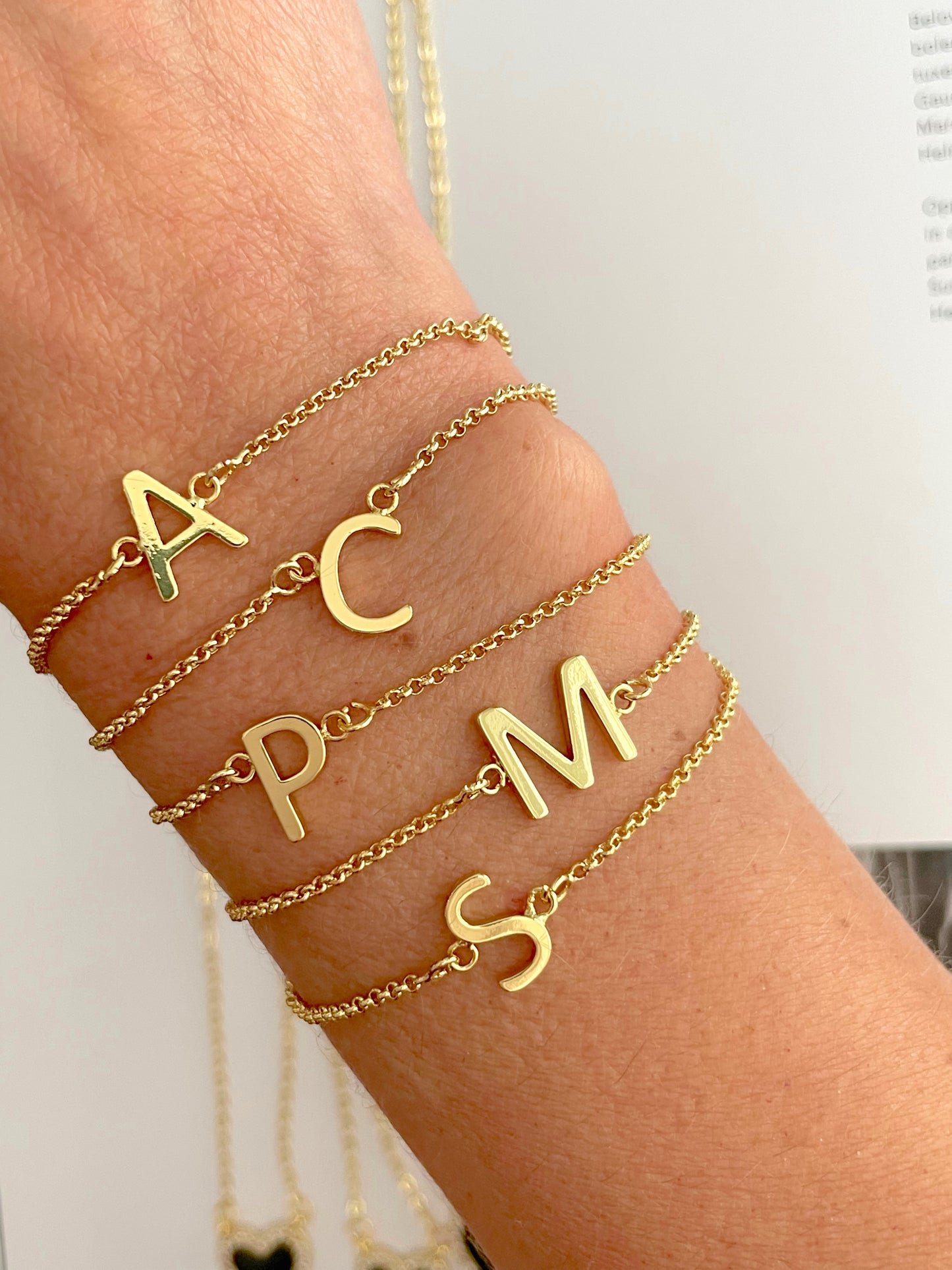 Letter gold adjustable bracelet