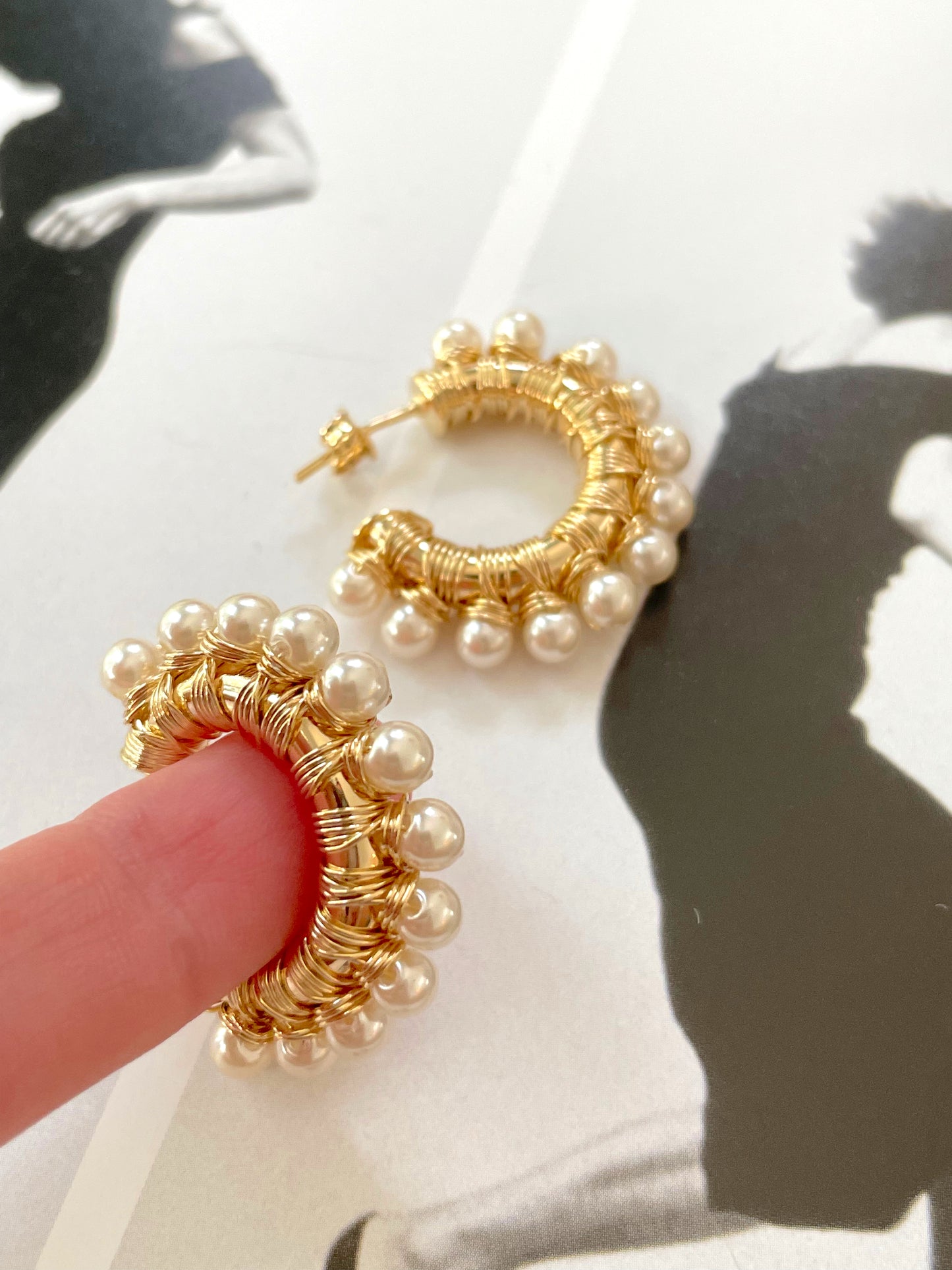 Pearled wrapped hoops