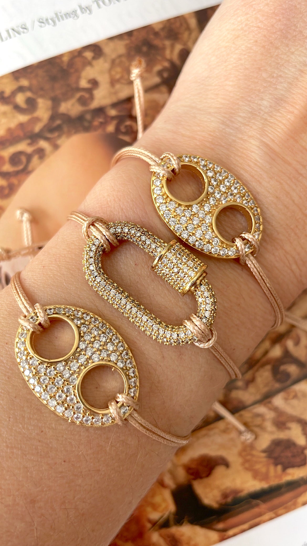 Zirconia charm adjustable bracelet