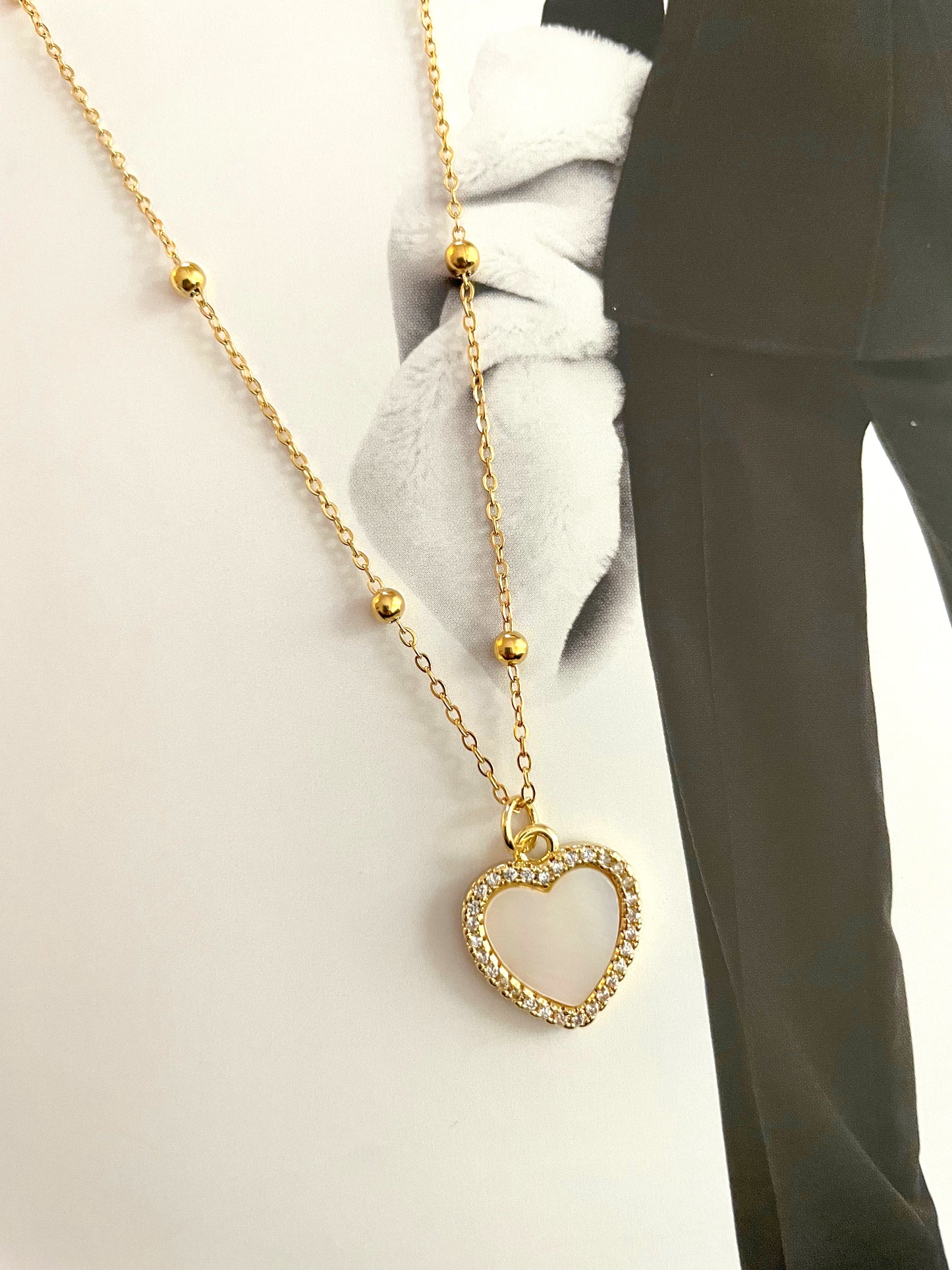 Collier coeur blanc Ella