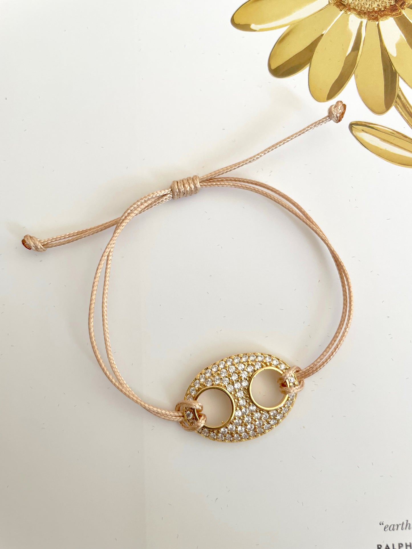 Zirconia charm adjustable bracelet