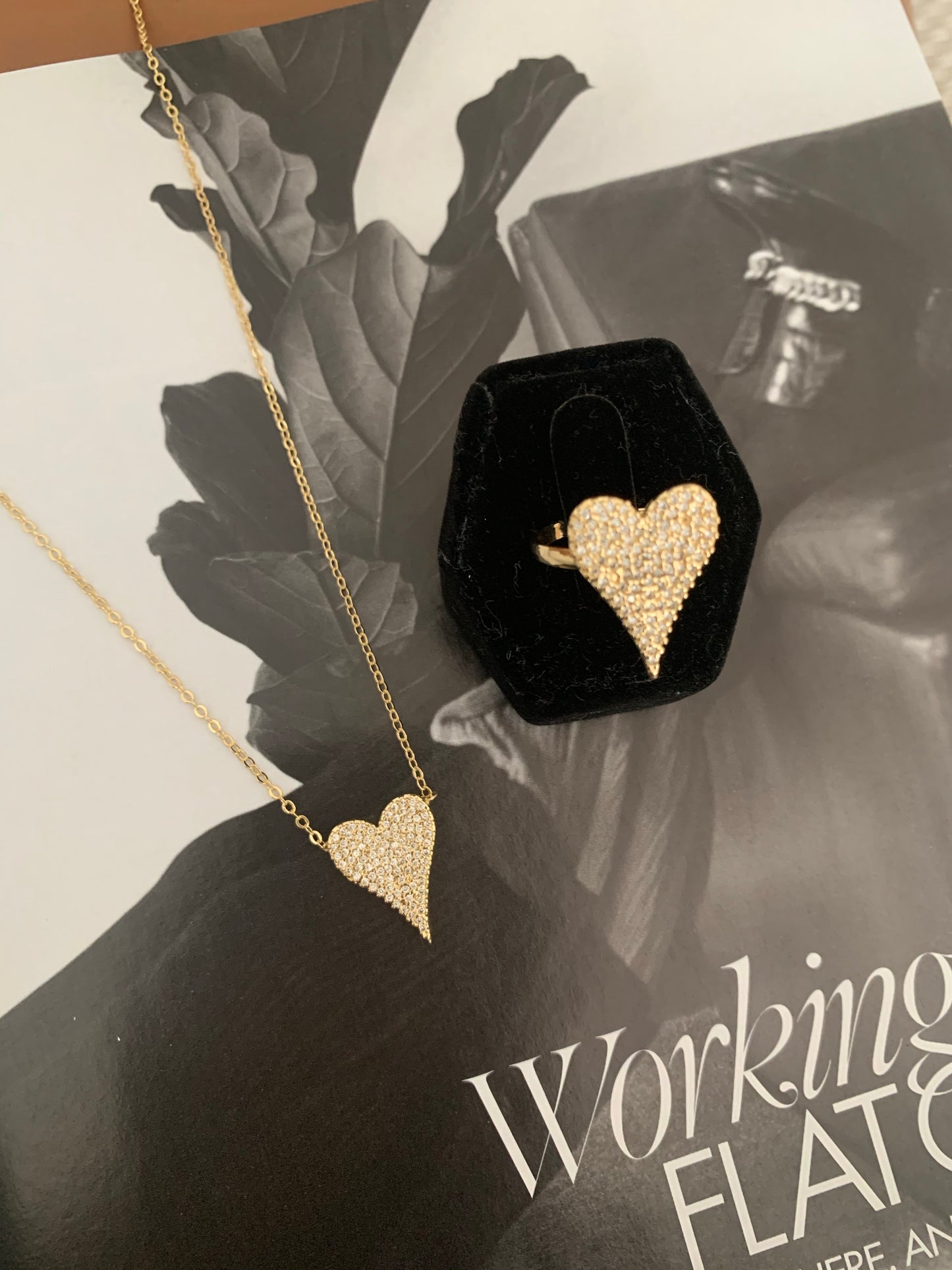 Bague coeur scintillant