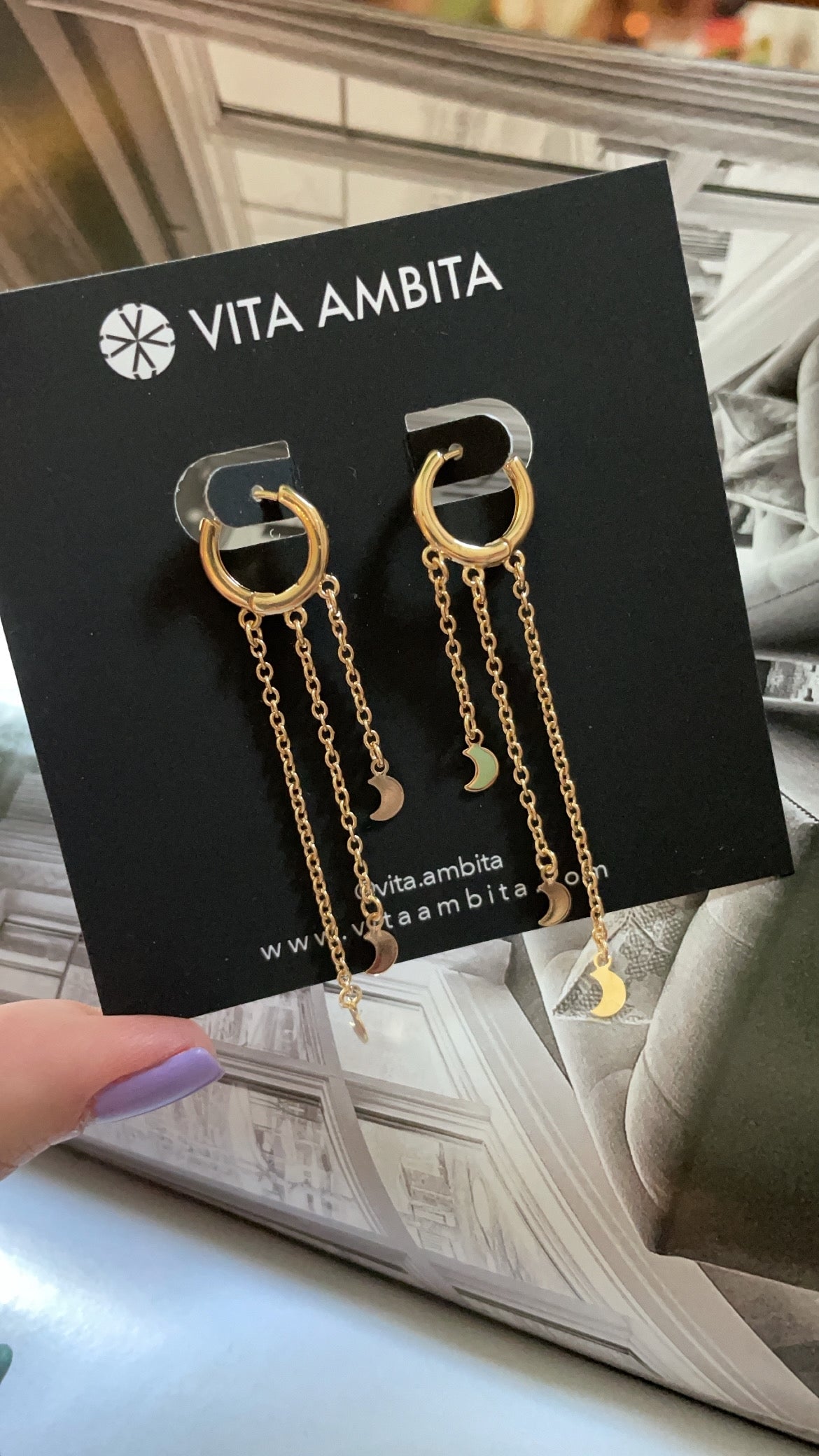 Créoles plaquées or à pampilles Moons