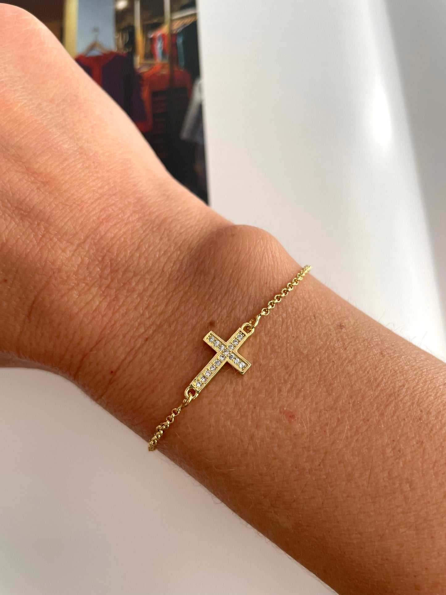 CZ Cross Adjustable bracelet
