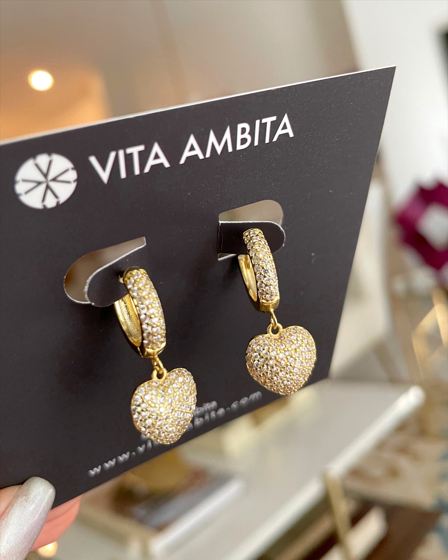 Pendientes colgantes de corazones gruesos