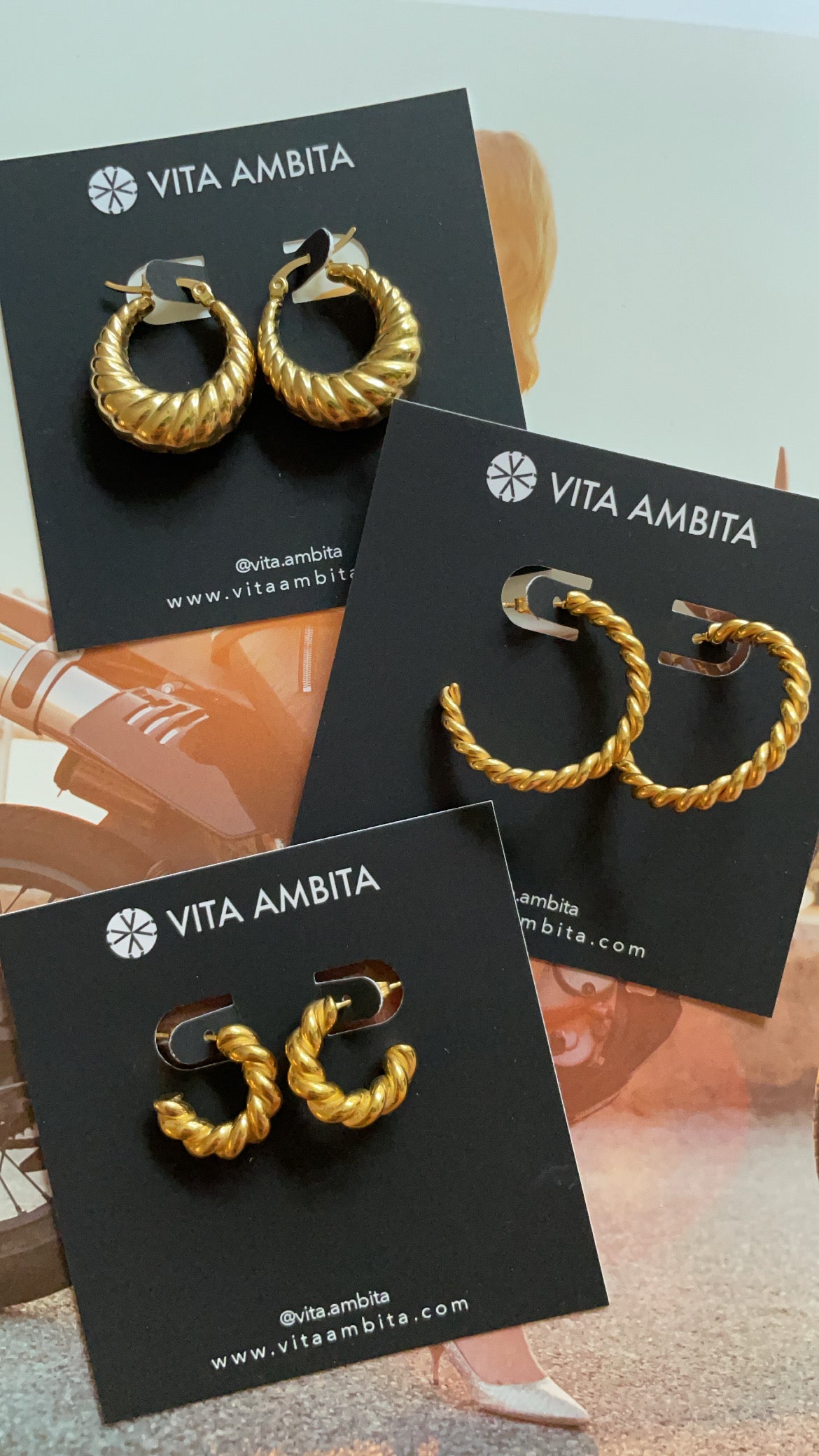 Stainless steel twisted hoops earrings