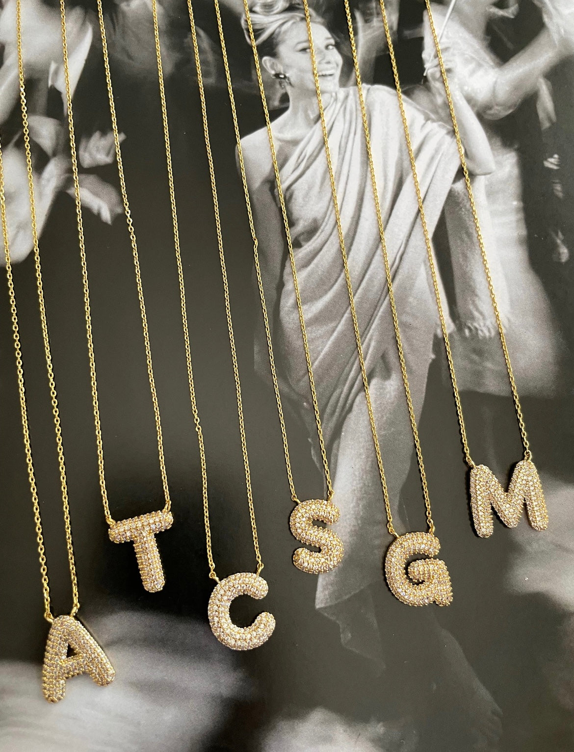 Chunky sparkling letter necklace