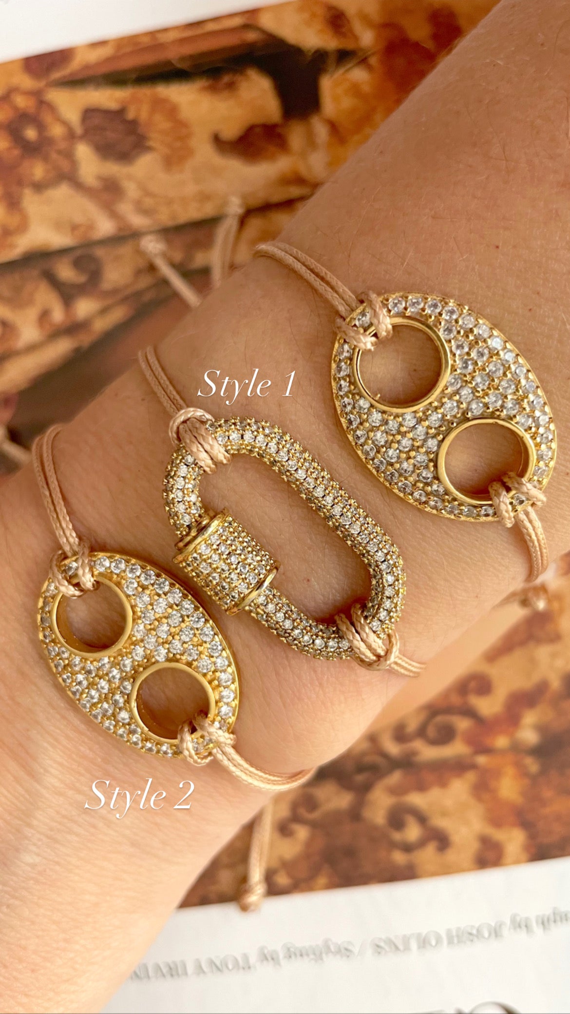 Zirconia charm adjustable bracelet