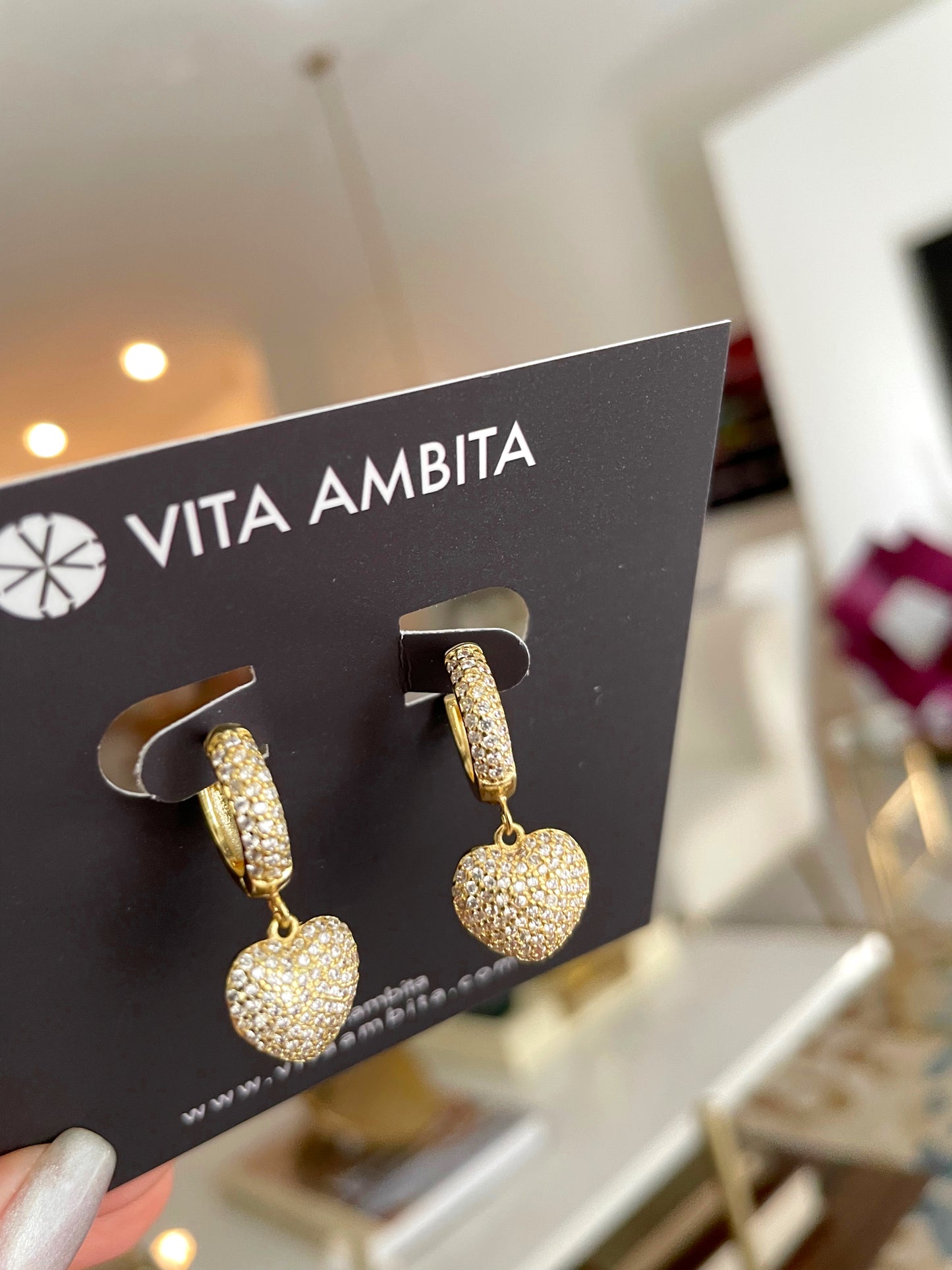 Pendientes colgantes de corazones gruesos