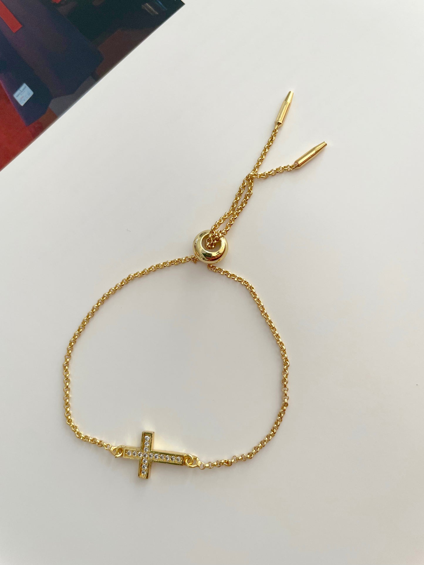 CZ Cross Adjustable bracelet