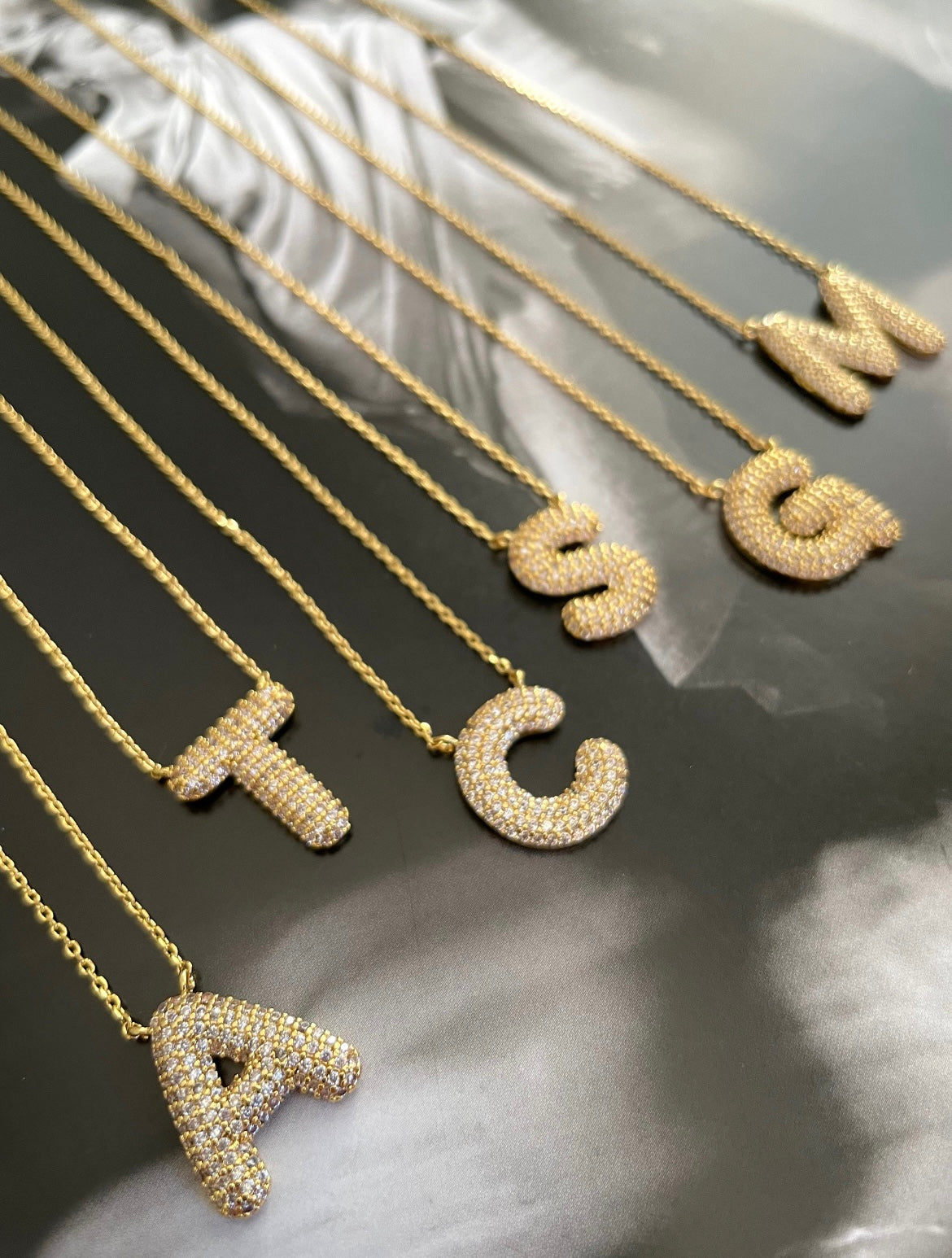 Chunky sparkling letter necklace