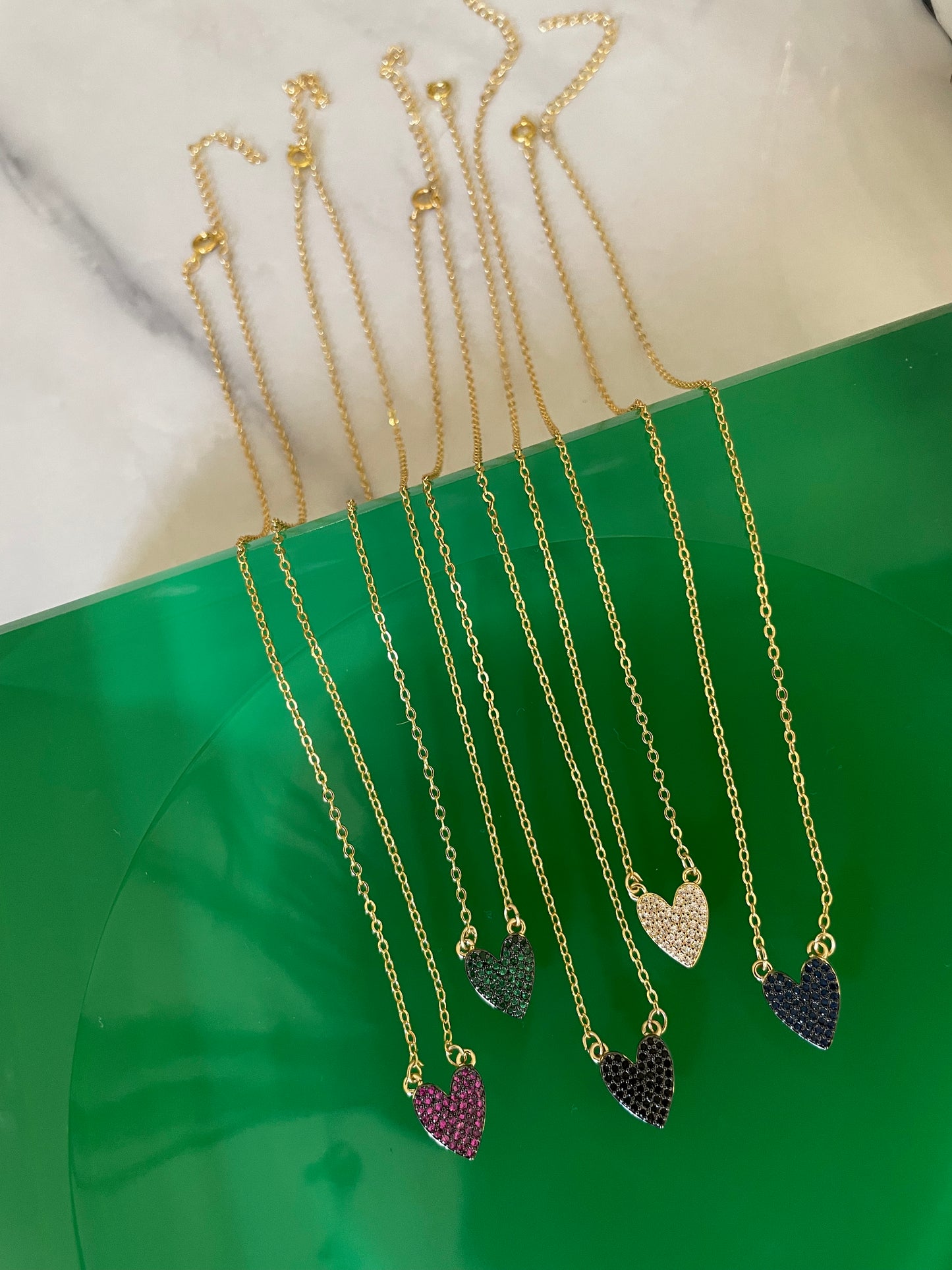 Collar mini corazón circonitas