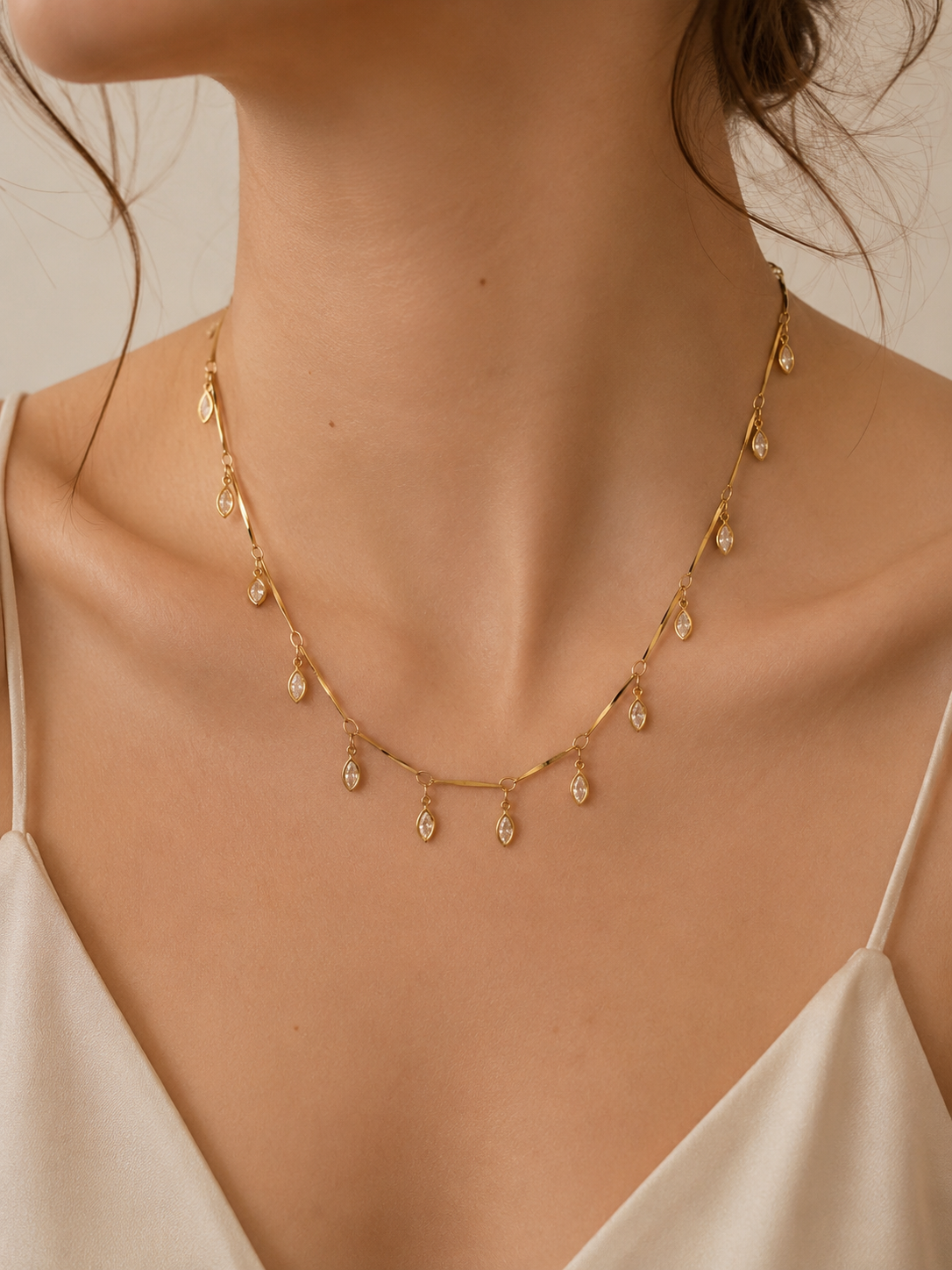 Crystal Petal Drop Necklace