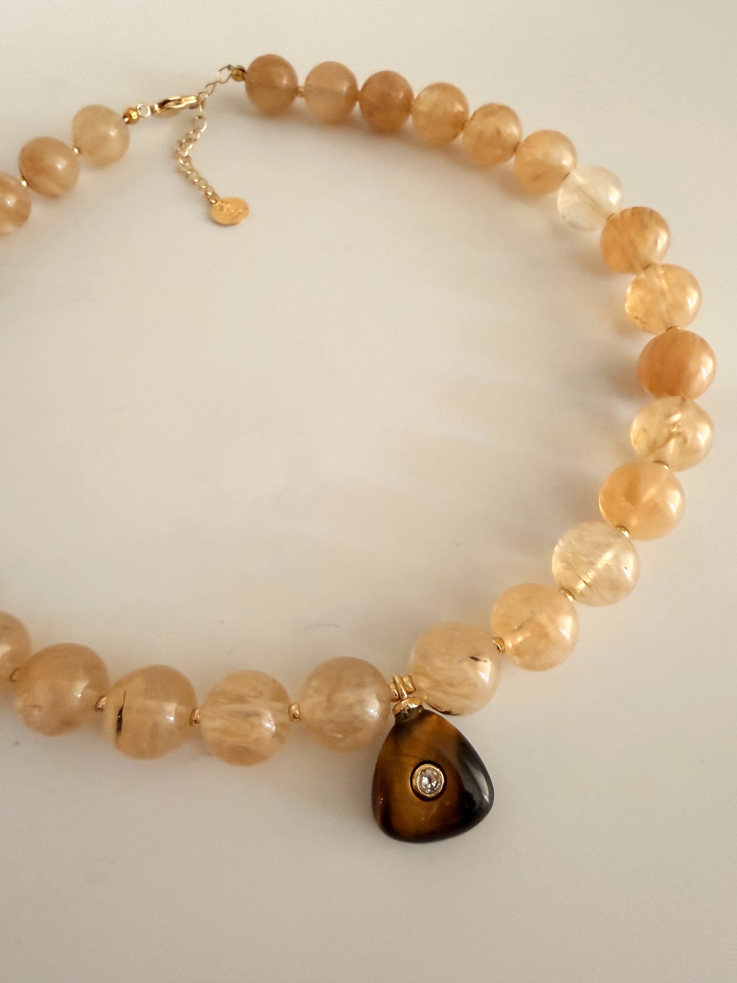 Golden Quartz & Tiger’s Eye Pendant Necklace