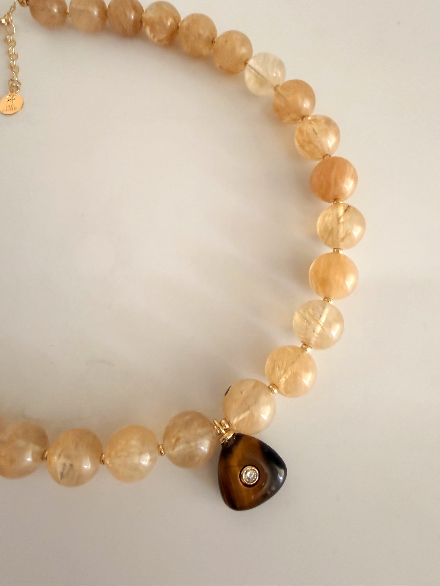 Golden Quartz & Tiger’s Eye Pendant Necklace