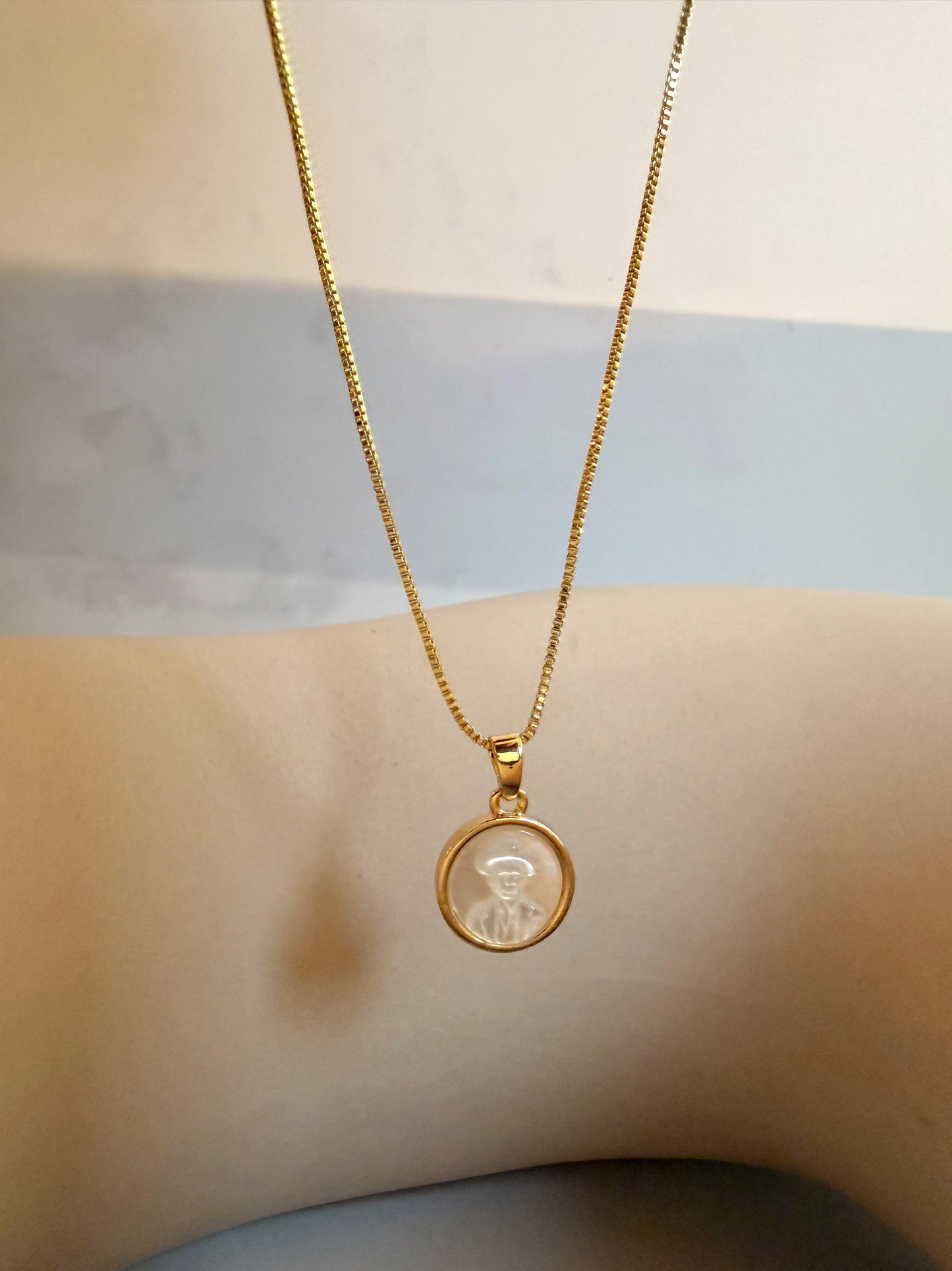 San Jose Gregorio Hernandez nacre mini pendant necklace