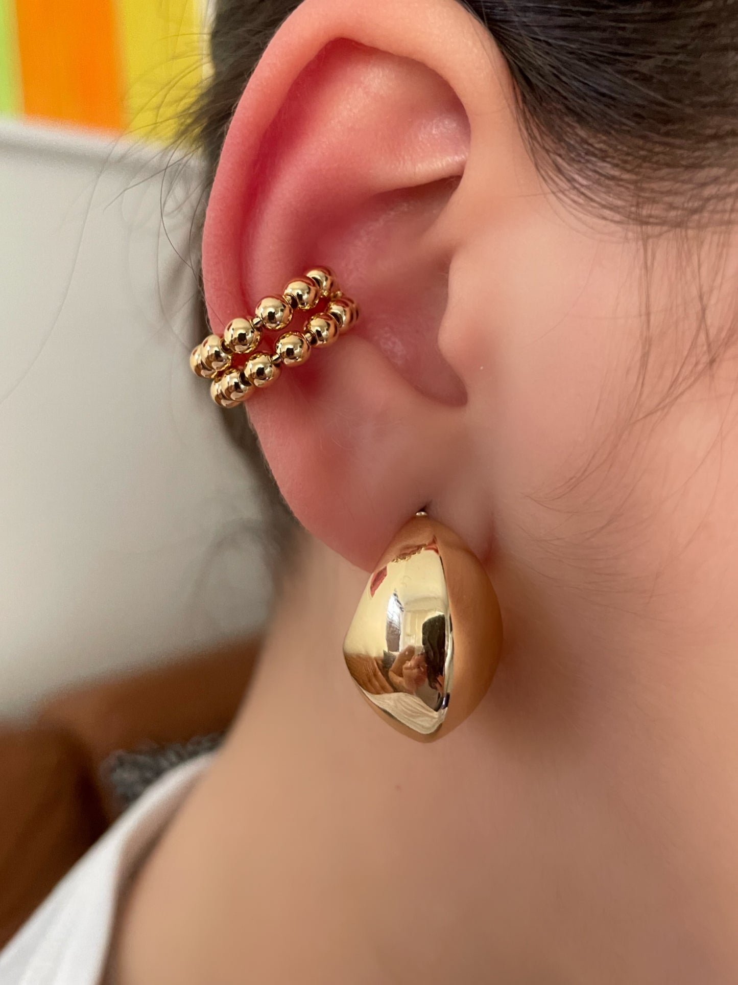 Boucle d'oreille double perles