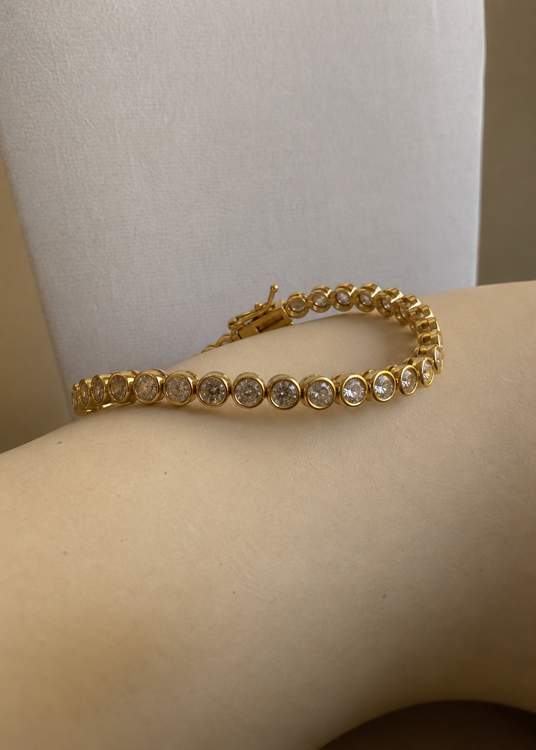 Round CZ Bezel Tennis Bracelet