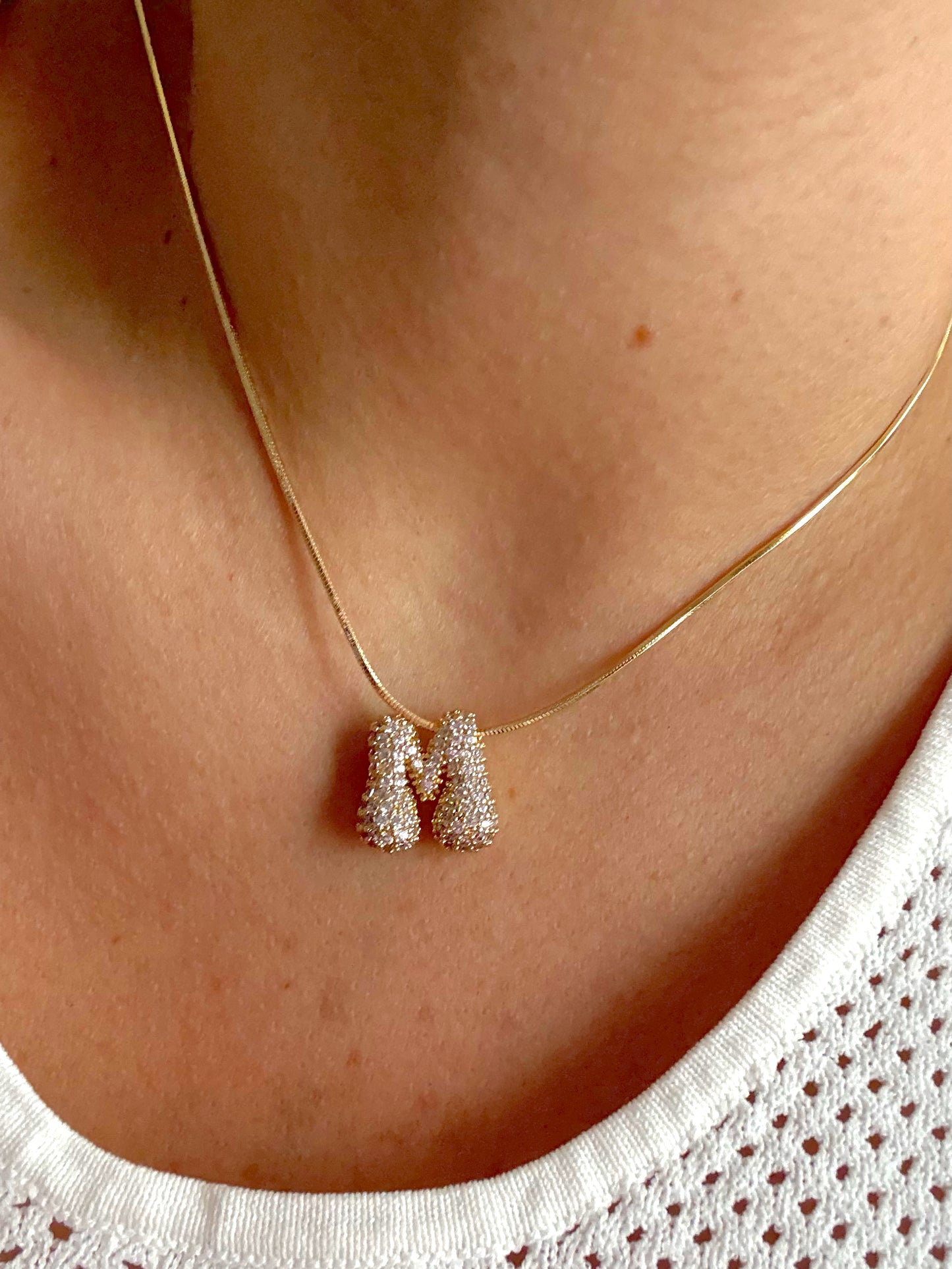 Sparkling chunky letter necklace