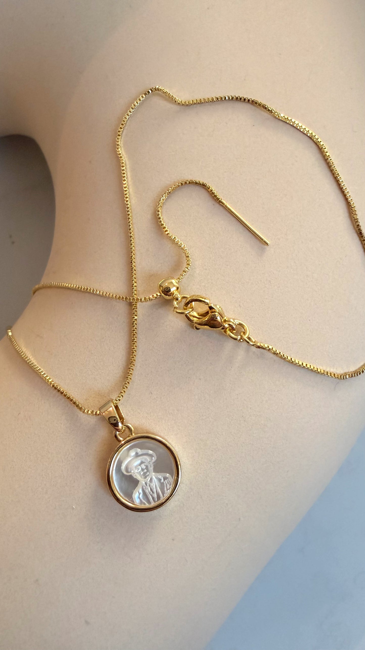 San Jose Gregorio Hernandez nacre mini pendant necklace