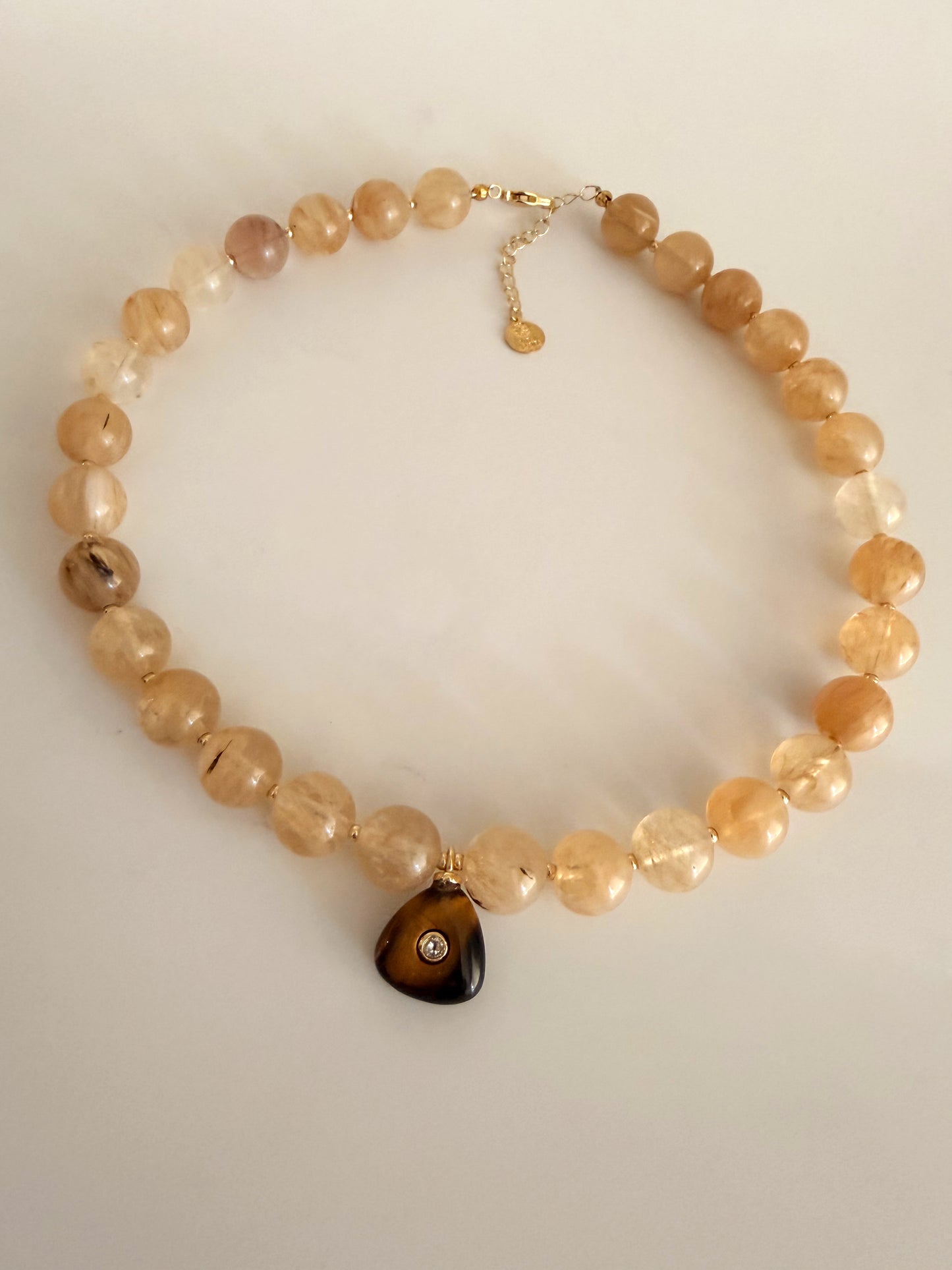 Golden Quartz & Tiger’s Eye Pendant Necklace