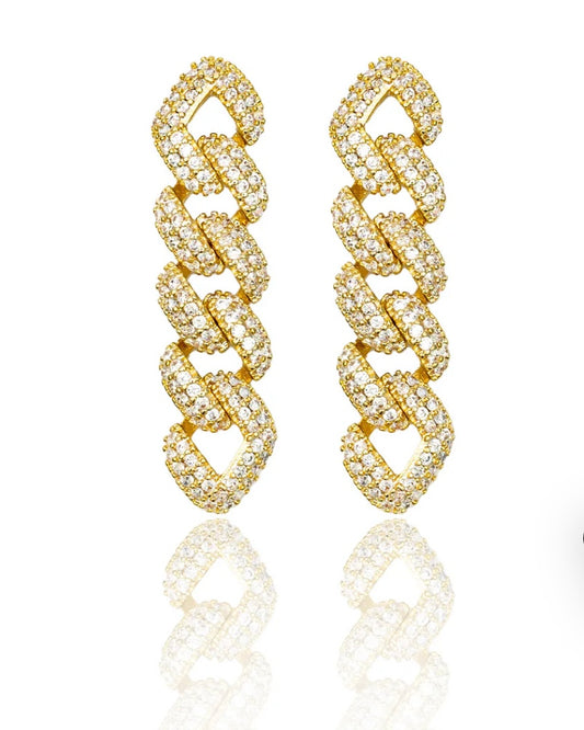 Pendientes de eslabones cubanos helados