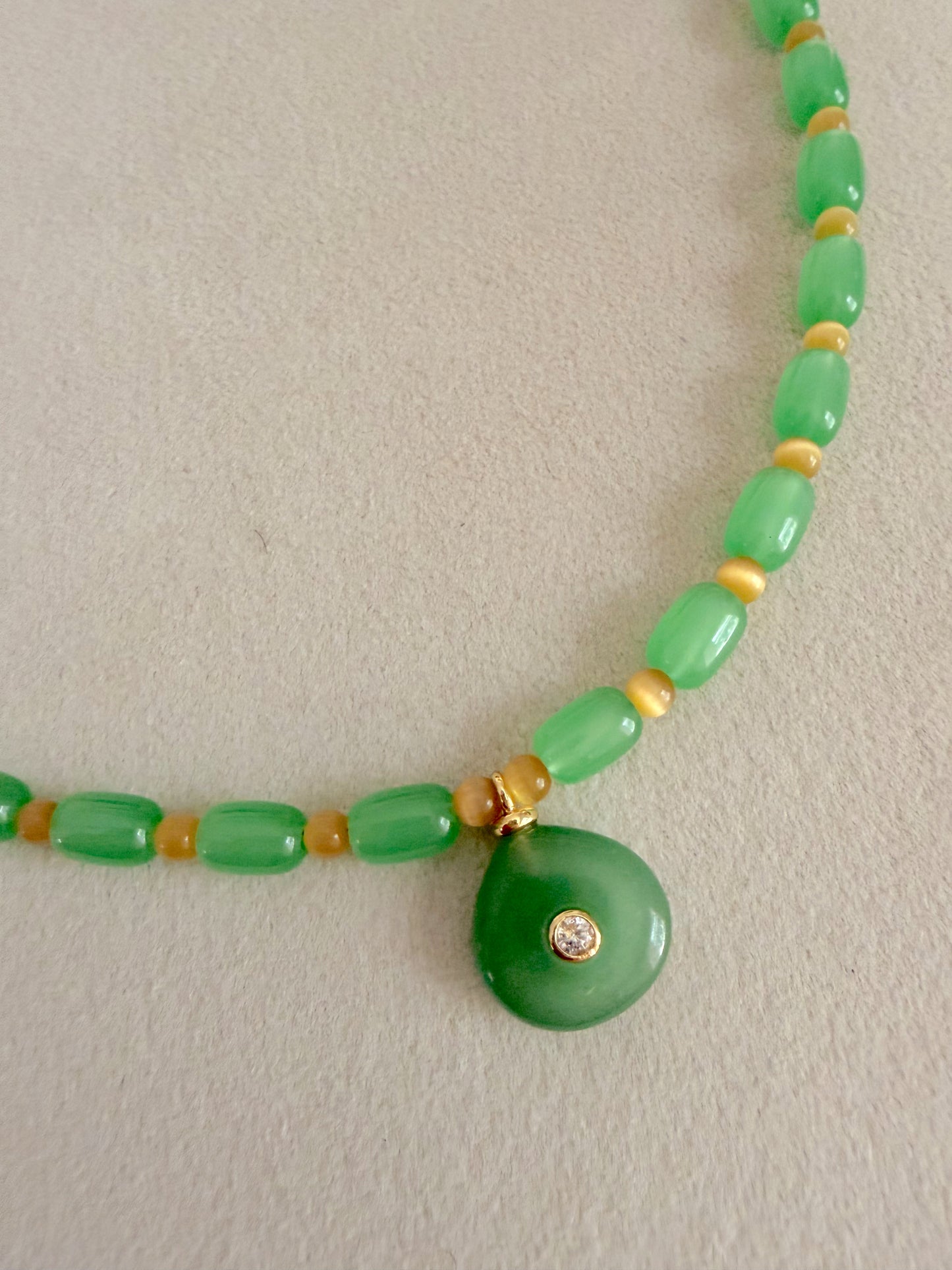 Green Barrel Bead Necklace