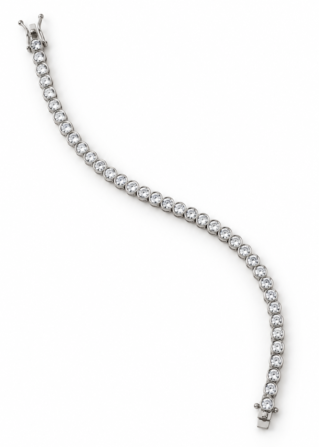 Round CZ Bezel Tennis Bracelet