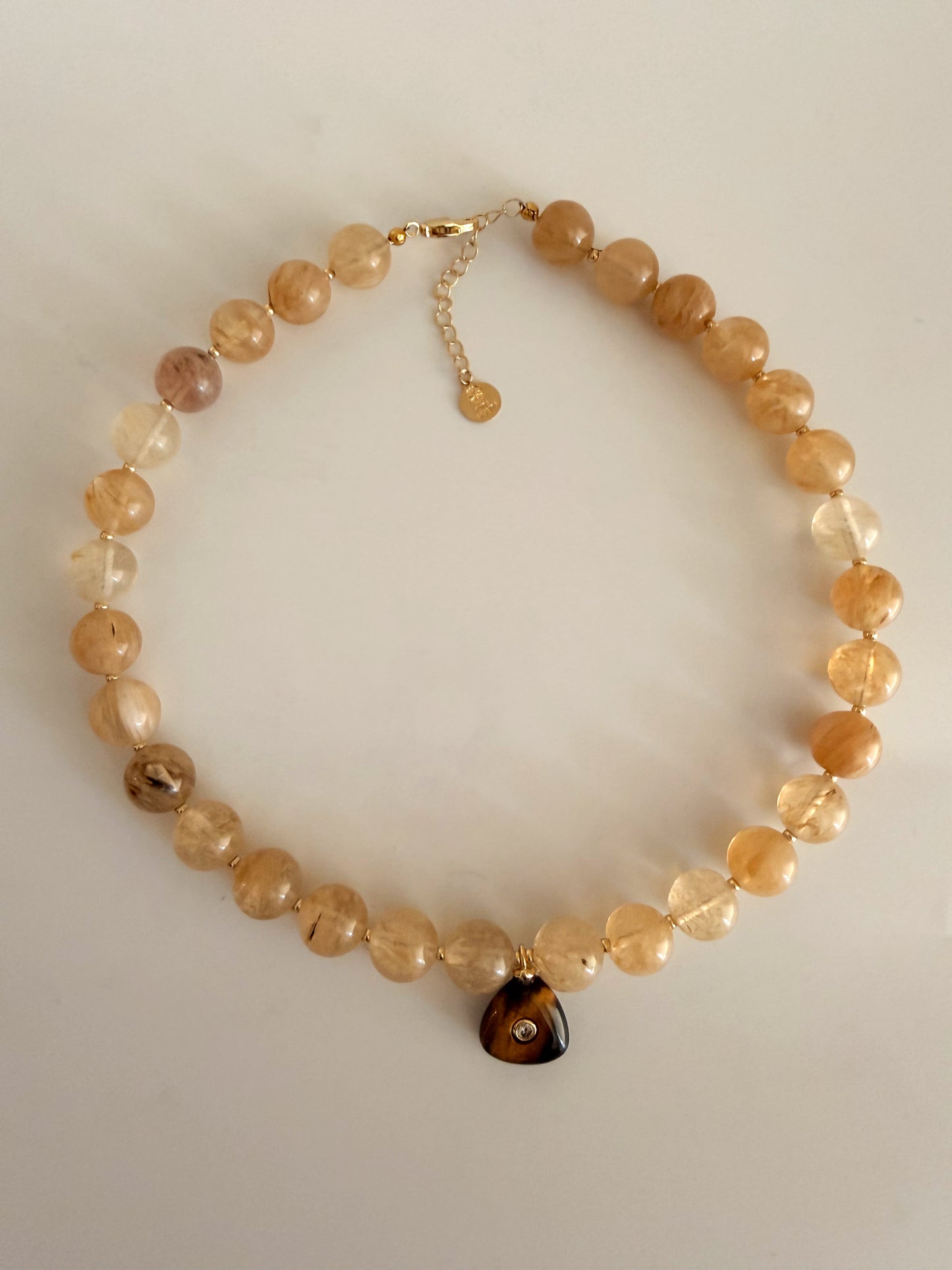 Golden Quartz & Tiger’s Eye Pendant Necklace