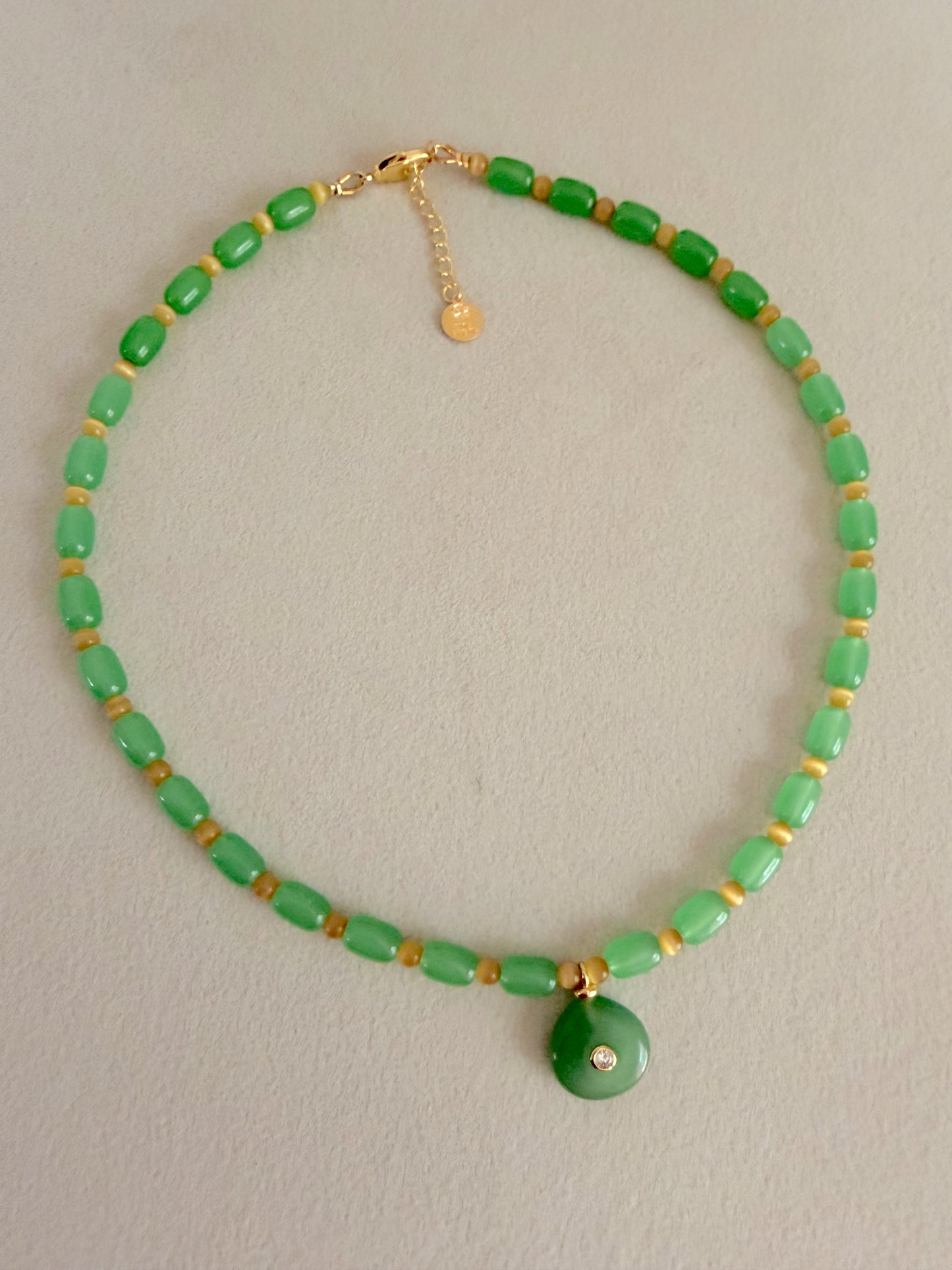 Green Barrel Bead Necklace