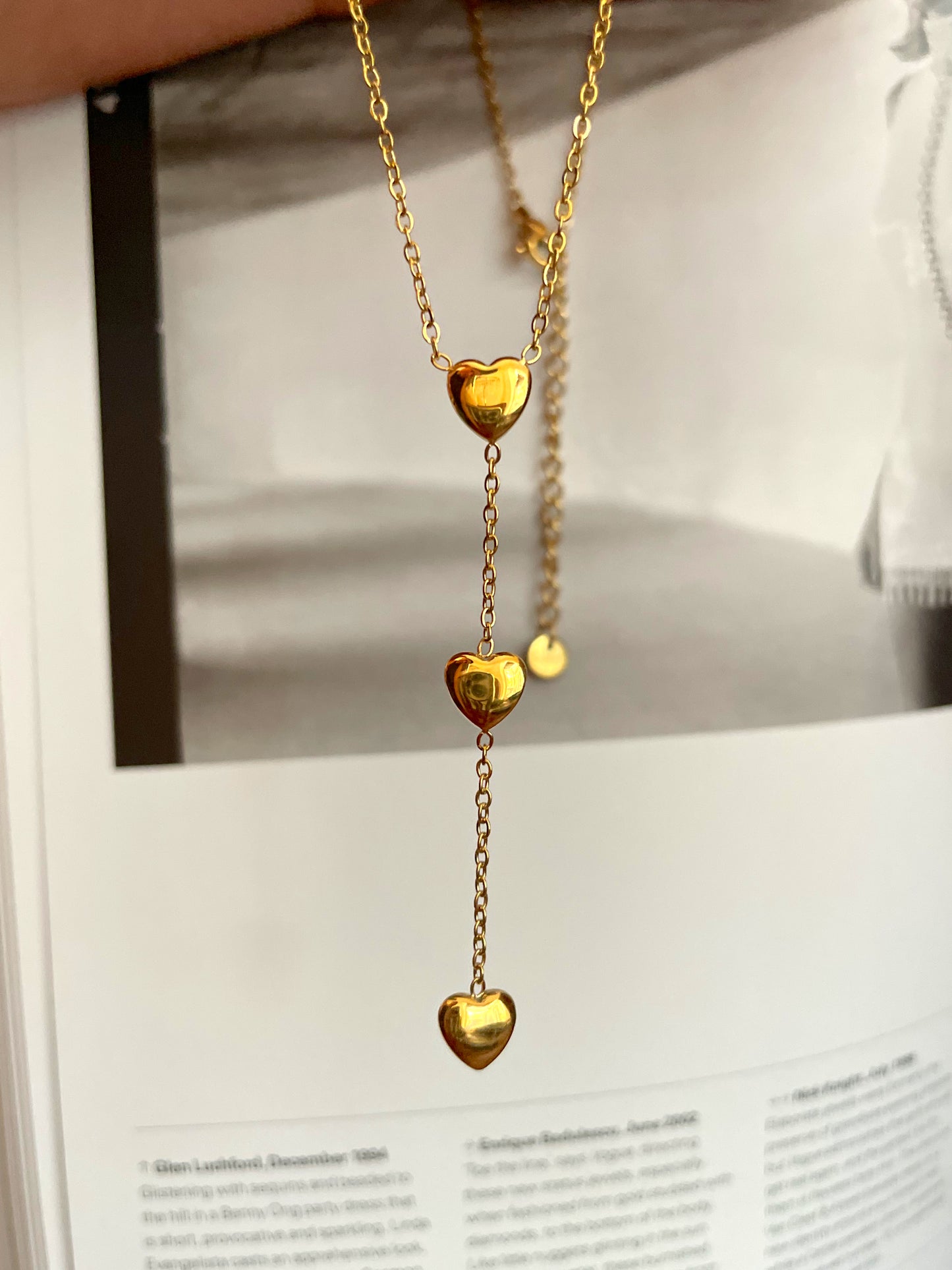 Hearts lariat necklace