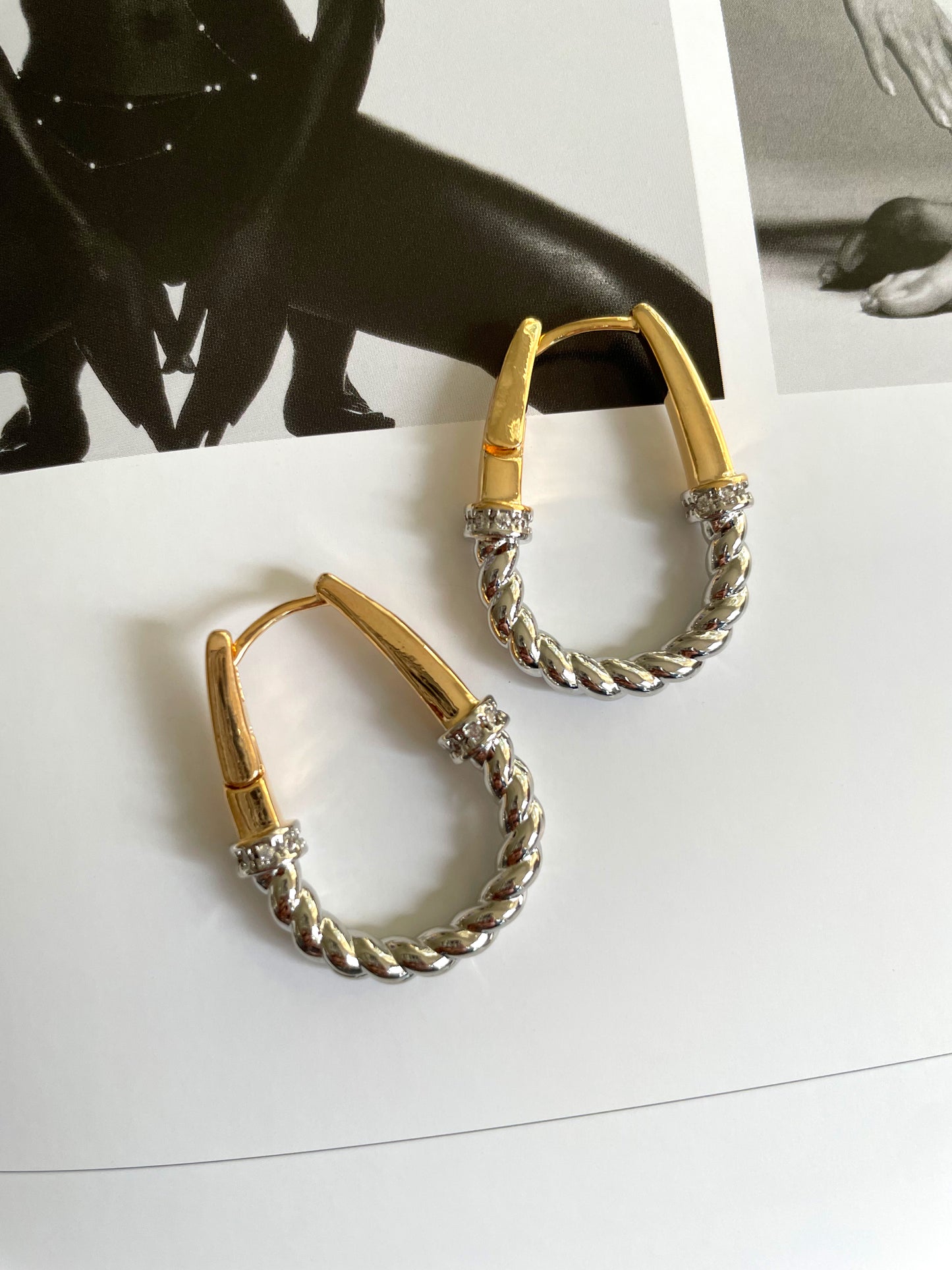 Two toned hoops earrings