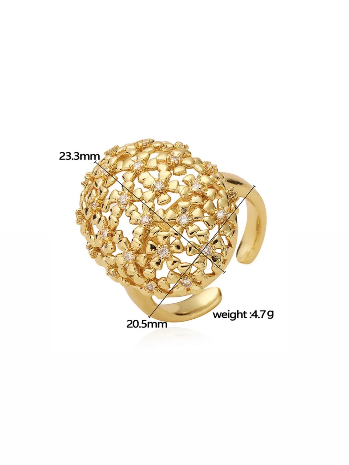 Oval flowered ring
