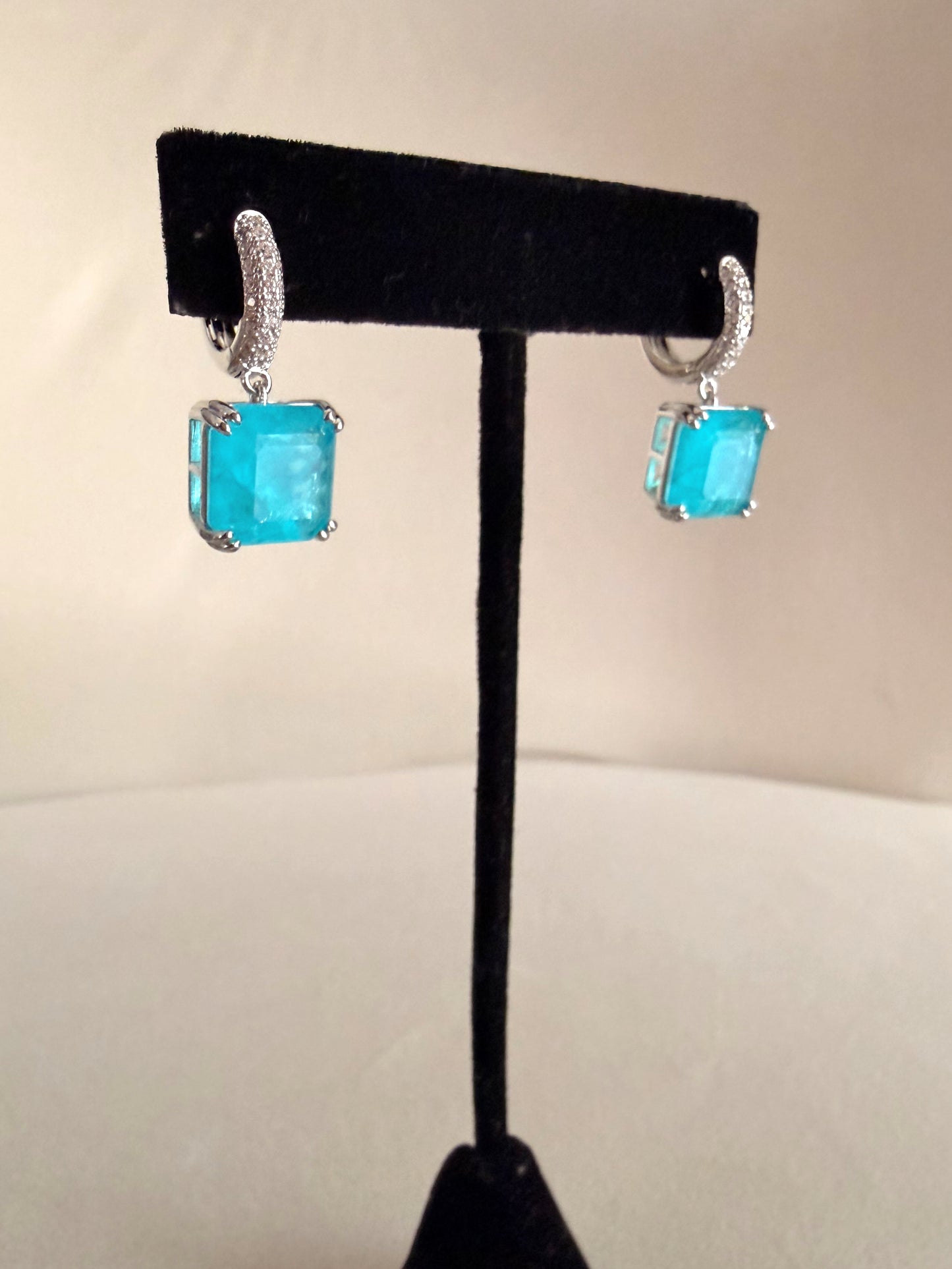 Paraiba Square Drop Earrings