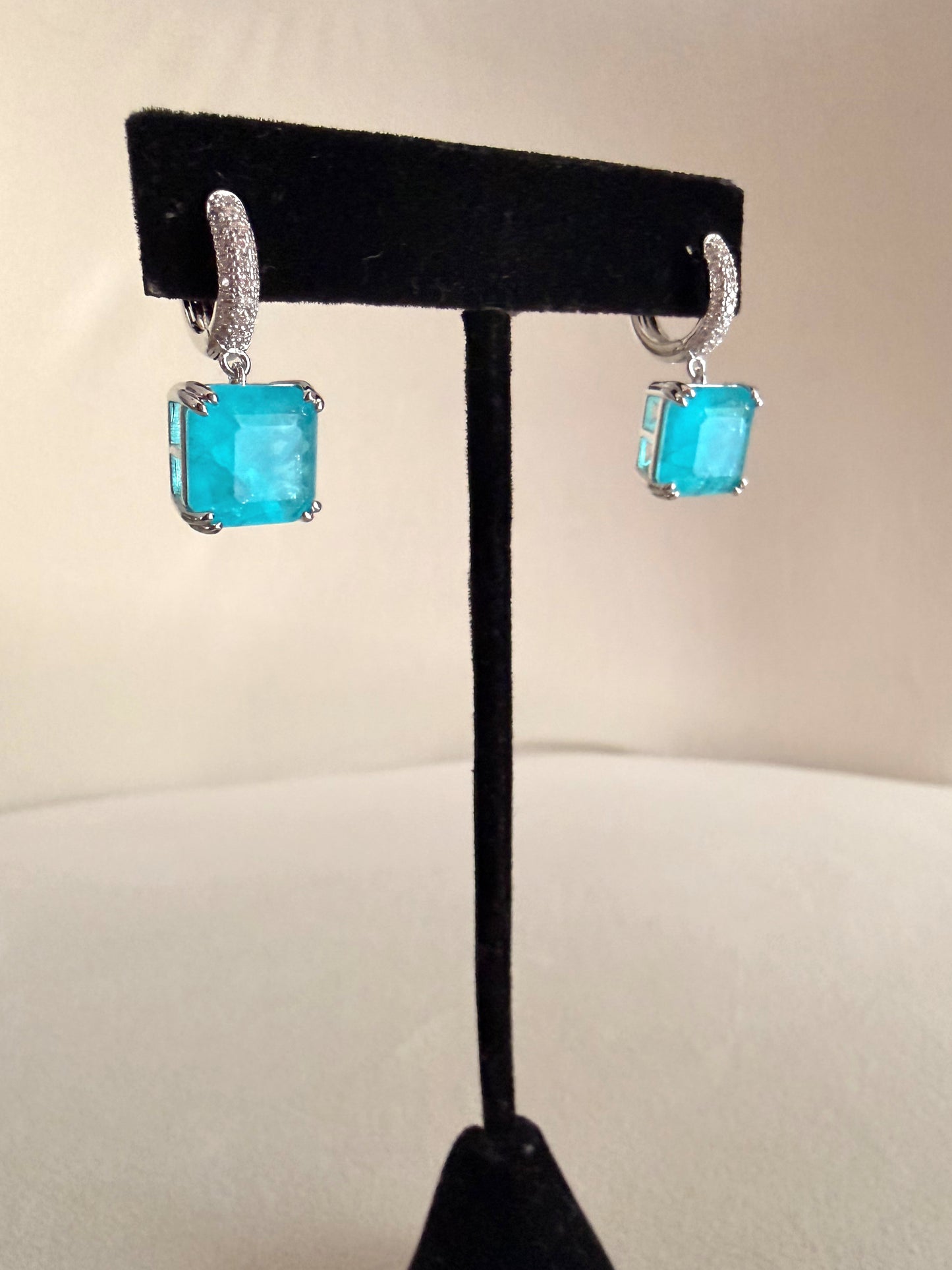 Paraiba Square Drop Earrings